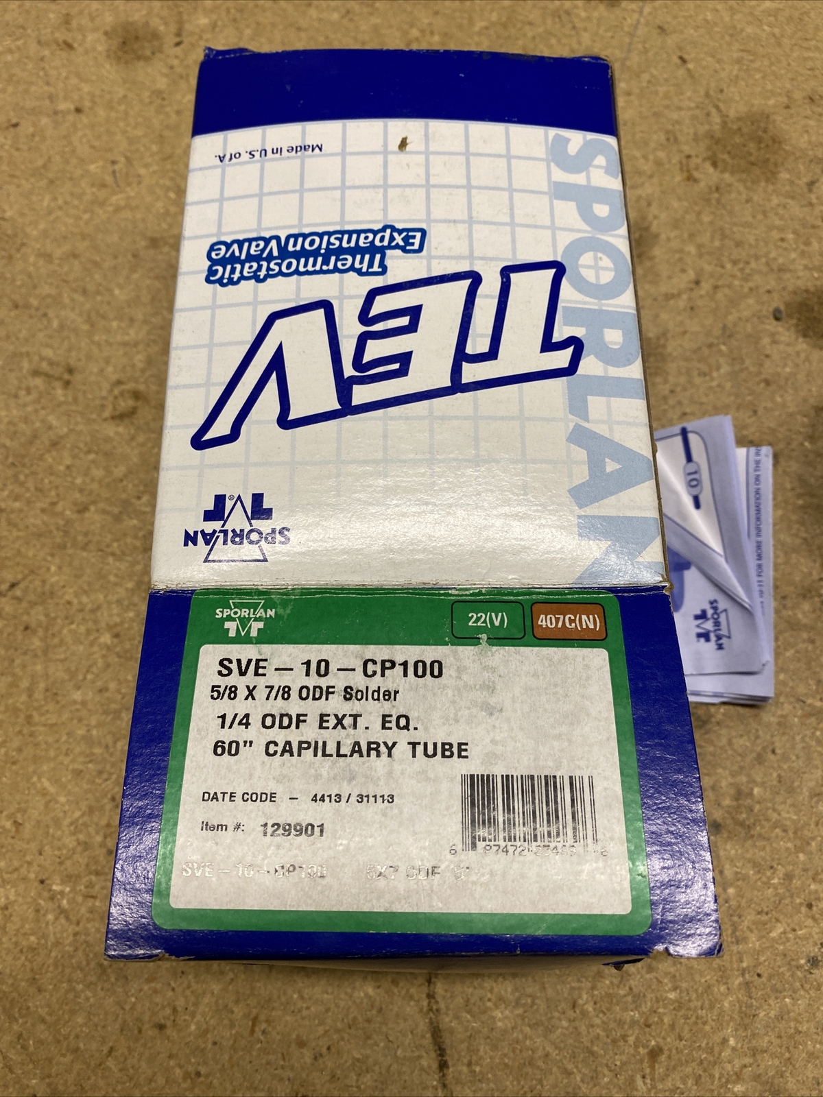 Sporlan Controls 129901 – 5/8 x 7/8 R-22 10Ton thermostatic expansion valve