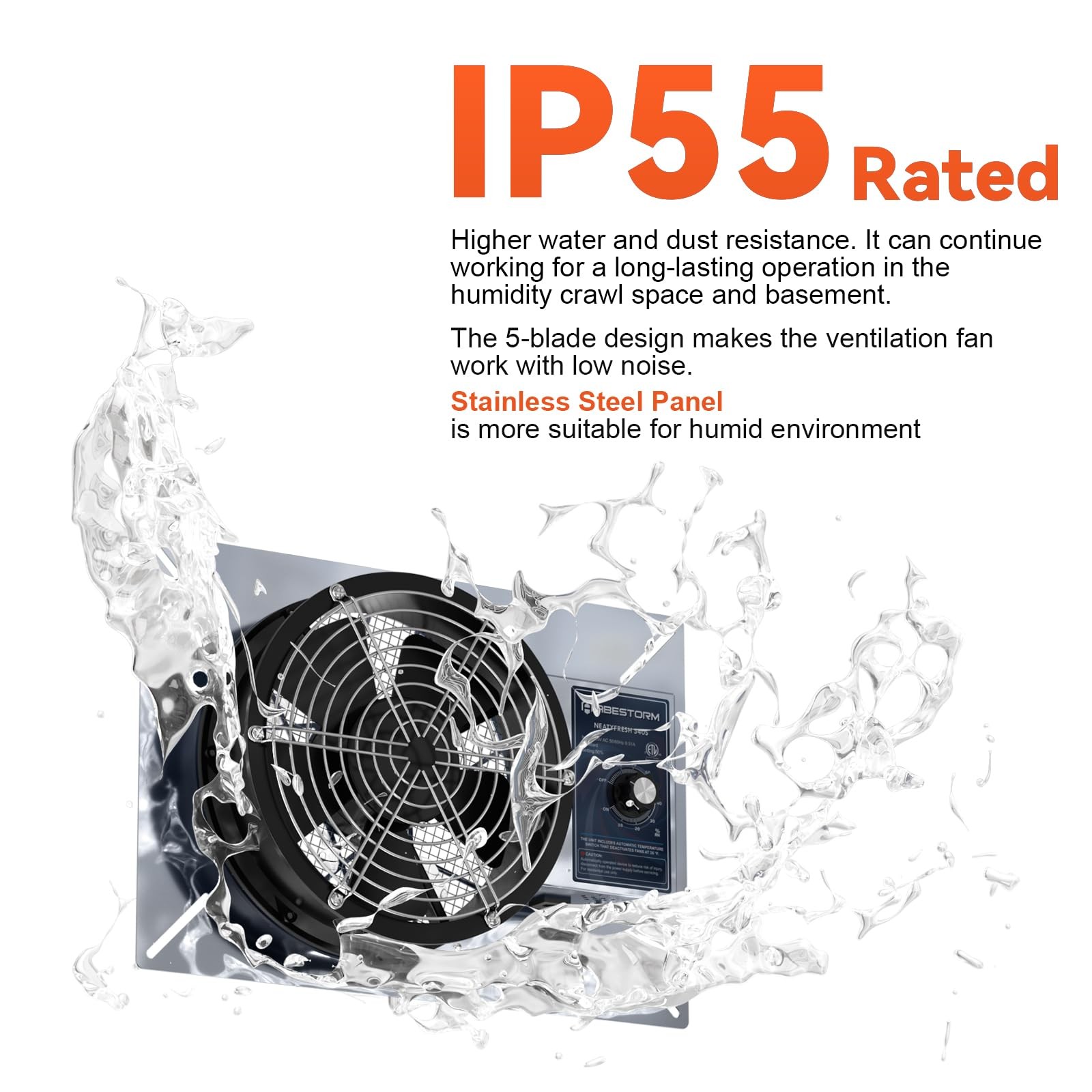 Abestorm 540Cfm Ventilation Fans Ip-55 Grade Basements Vent Fan 8.7 Inches