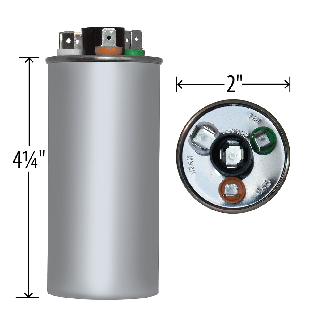 AmRad USA2235 Round Run Capacitor 40+5 uF MFD 370 / 440 Volt Made in USA