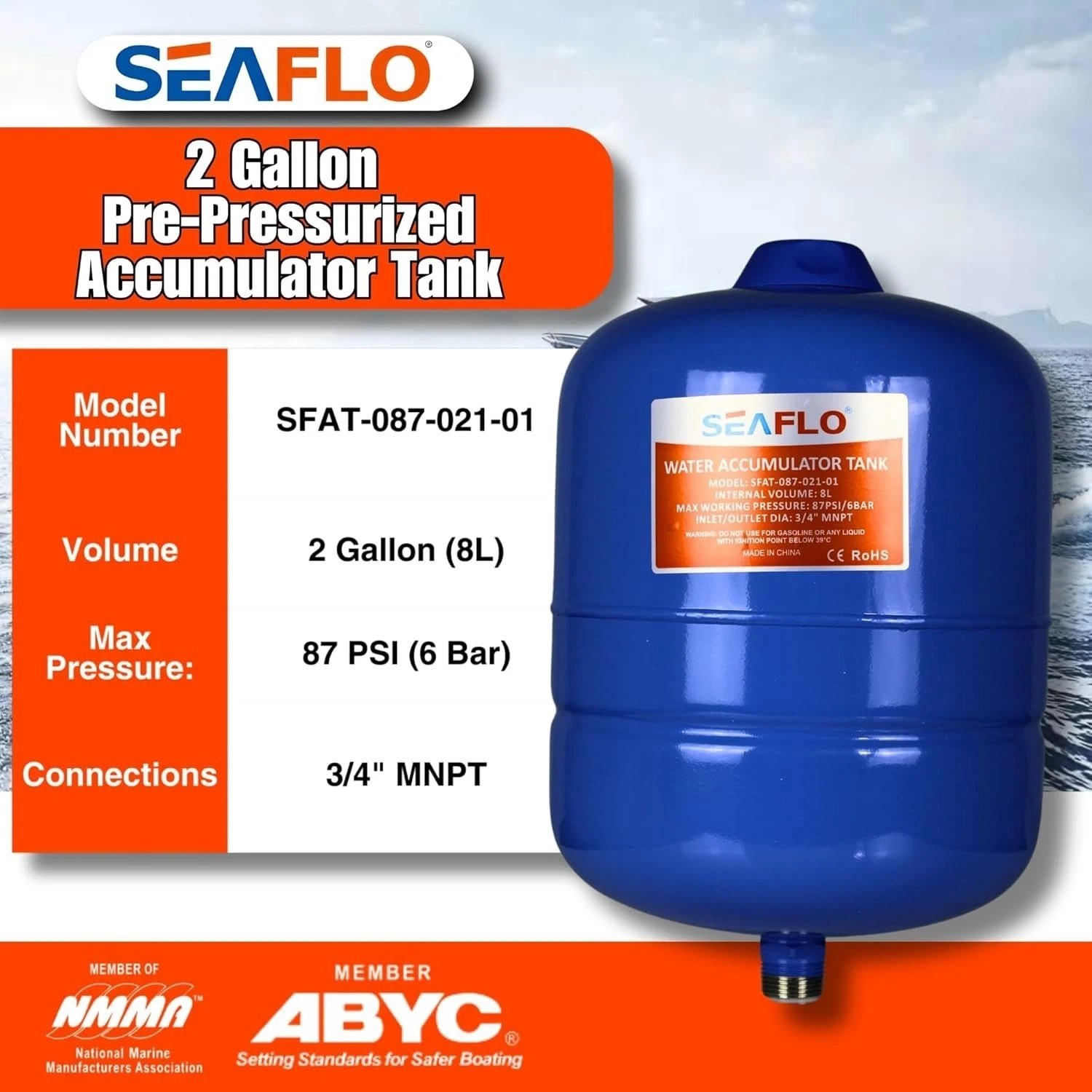 Compact 2 Gallon Expansion Tank – Reduces Pump Cycling, 87 PSI Efficiency