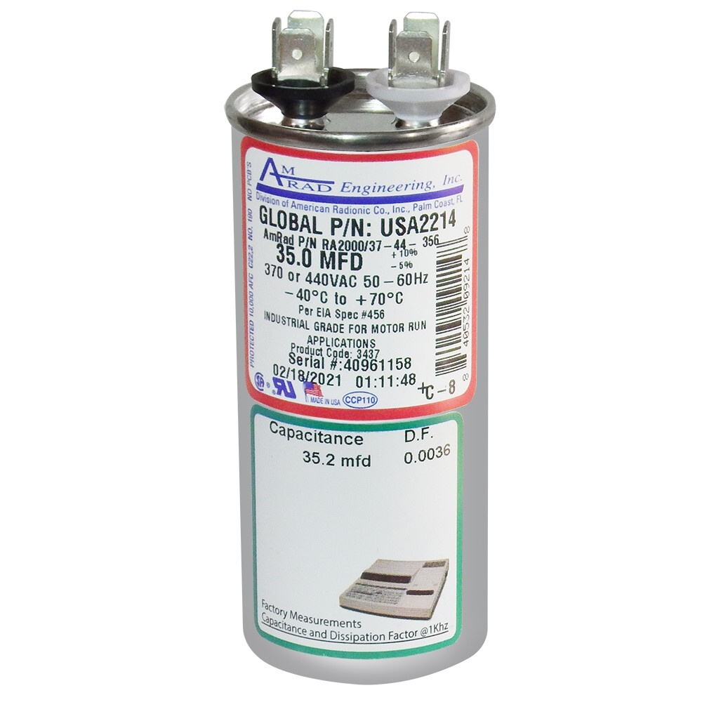 AmRad USA2214 35 uf/MFD 370-440 VAC Run Capacitor 50/60 Hz AC Electric Lot-2
