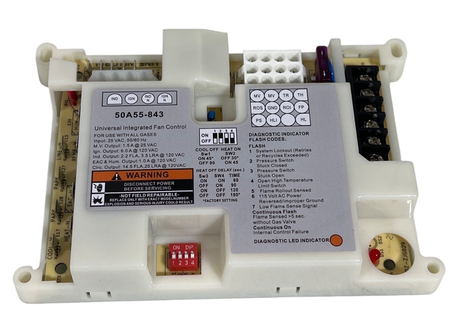 For White-Rodgers 50A55-843 Universal Integrated Fan Control Board
