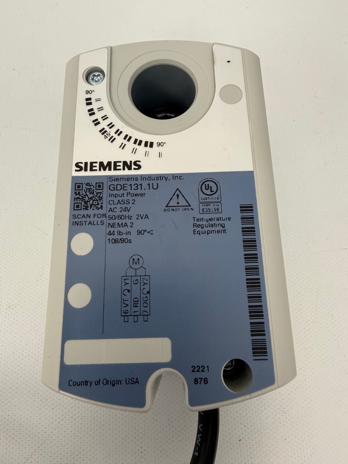 SIEMENS GDE131.1U OPENAIR ACTUATOR NSR 24V 44IN LB 3F NEW OPEN BOX
