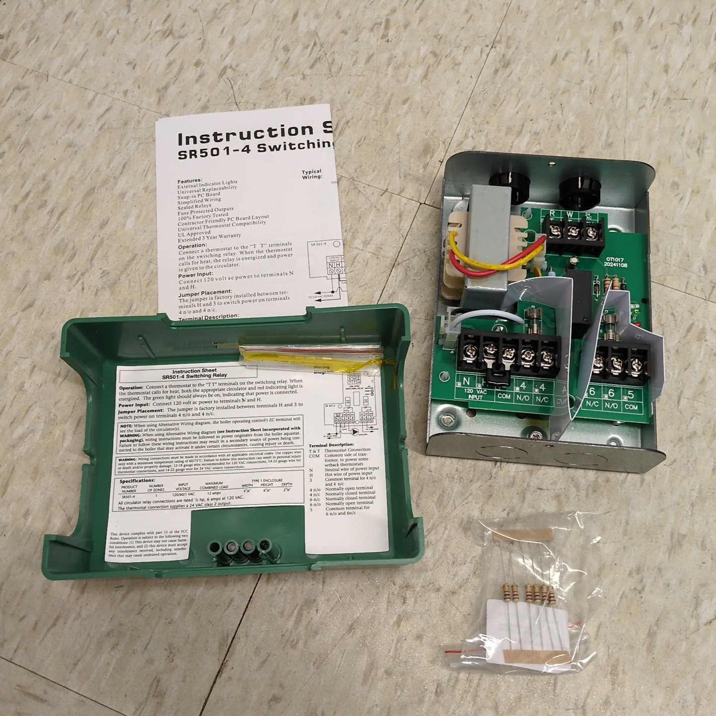 SR501-4 Switching Relay, 1 Zone, Compatible with Taco SR501, SR501-4