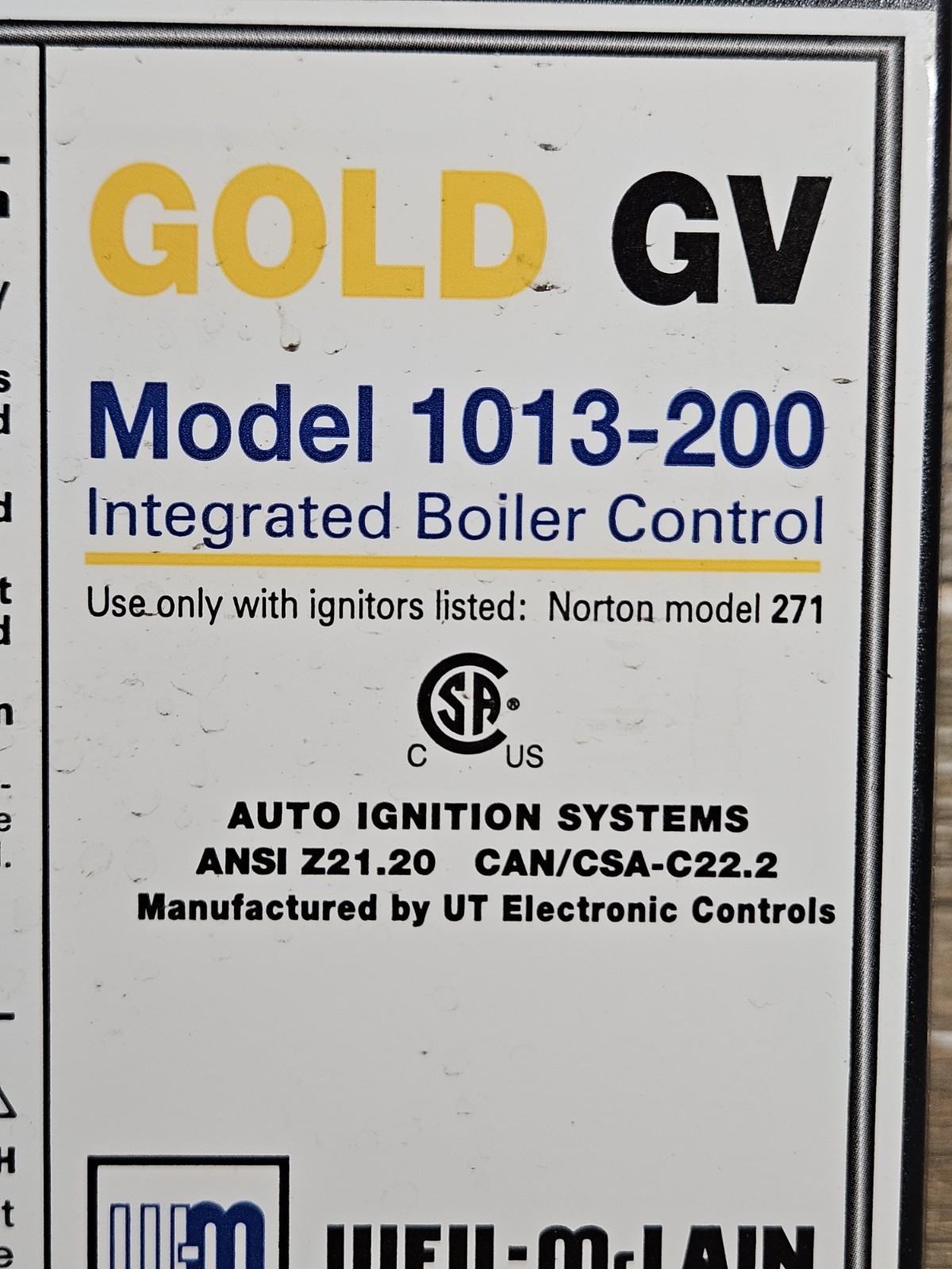Weil McLain 1013-200 Gold GV Integrated Boiler Control Circuit Board 511-330-088