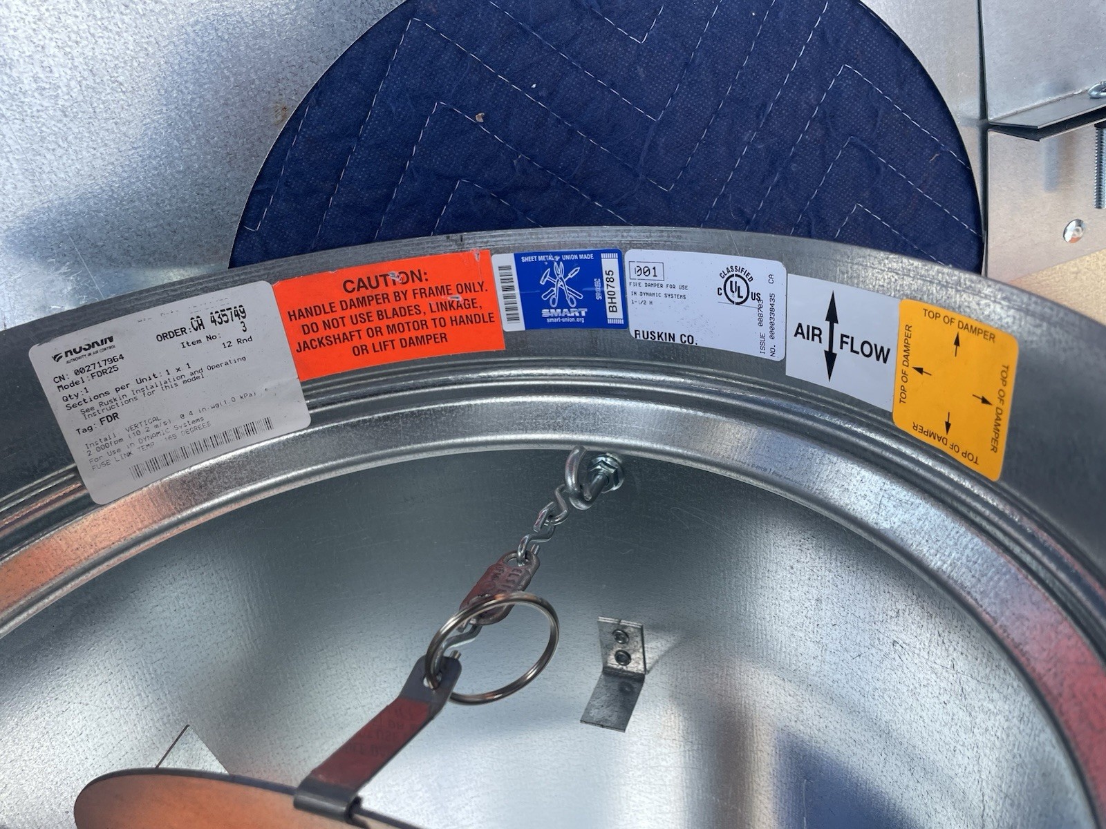 Ruskin FDR25 Galvanized Steel 12” Round Fire Damper – Dynamic Systems – New
