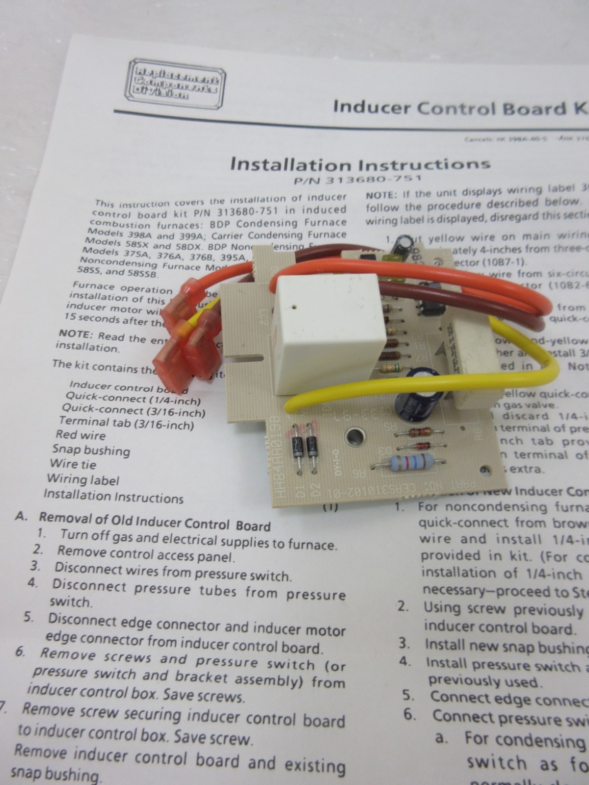 CARRIER BRYANT HH84AA019 HH84AA019A 313680-751 INDUCER CONTROL BOARD