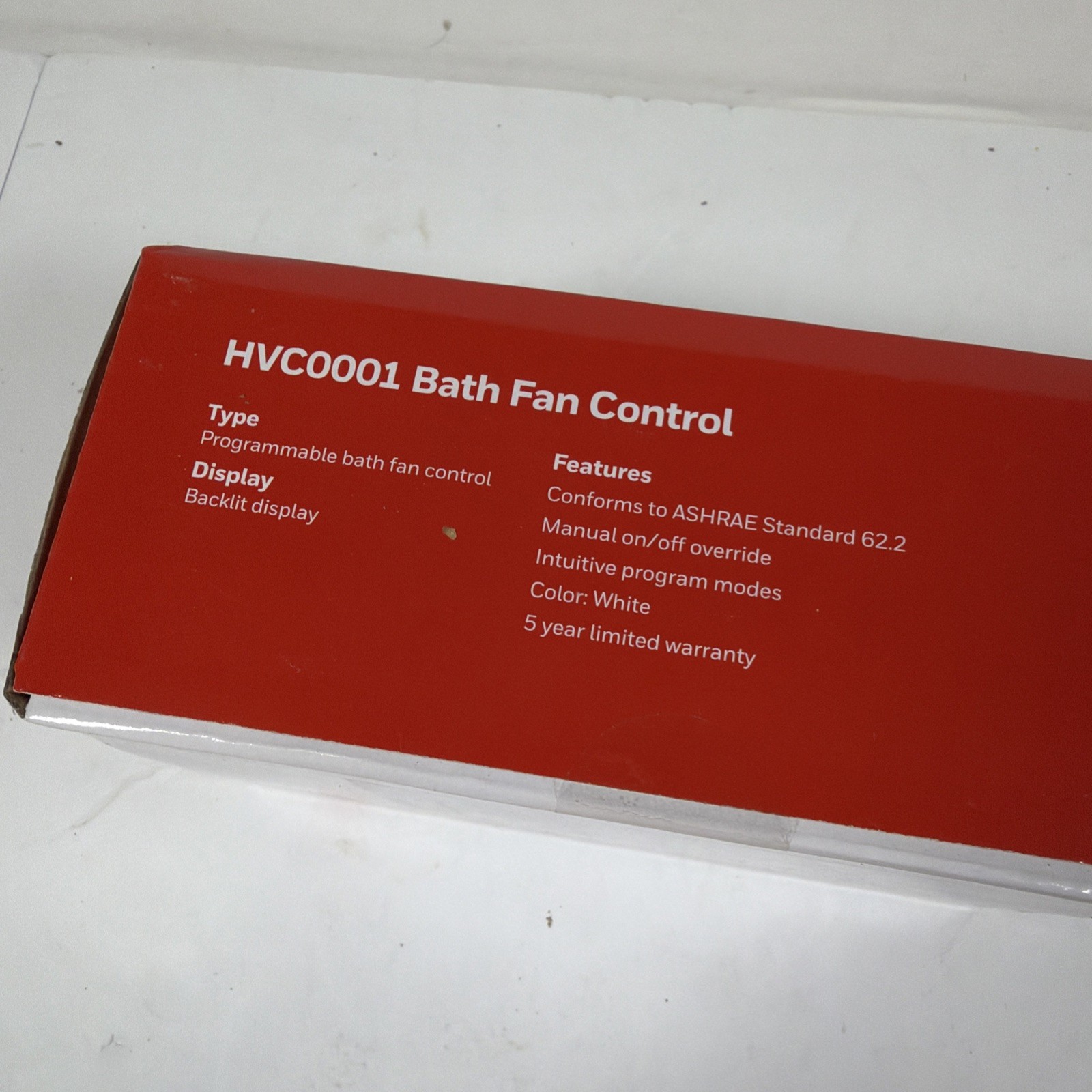 Honeywell Home Bathroom Exhaust Control Fan Switch White Programmable Backlit