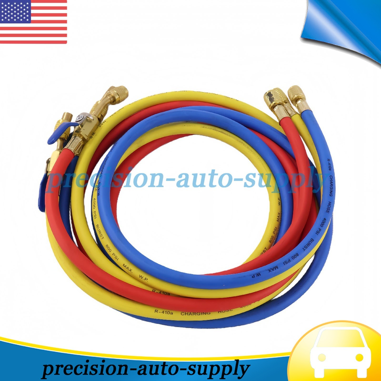 Fit For Plus II 72″ Charging Hose Set 1/4″ Compact Ball Valve 3 Pack