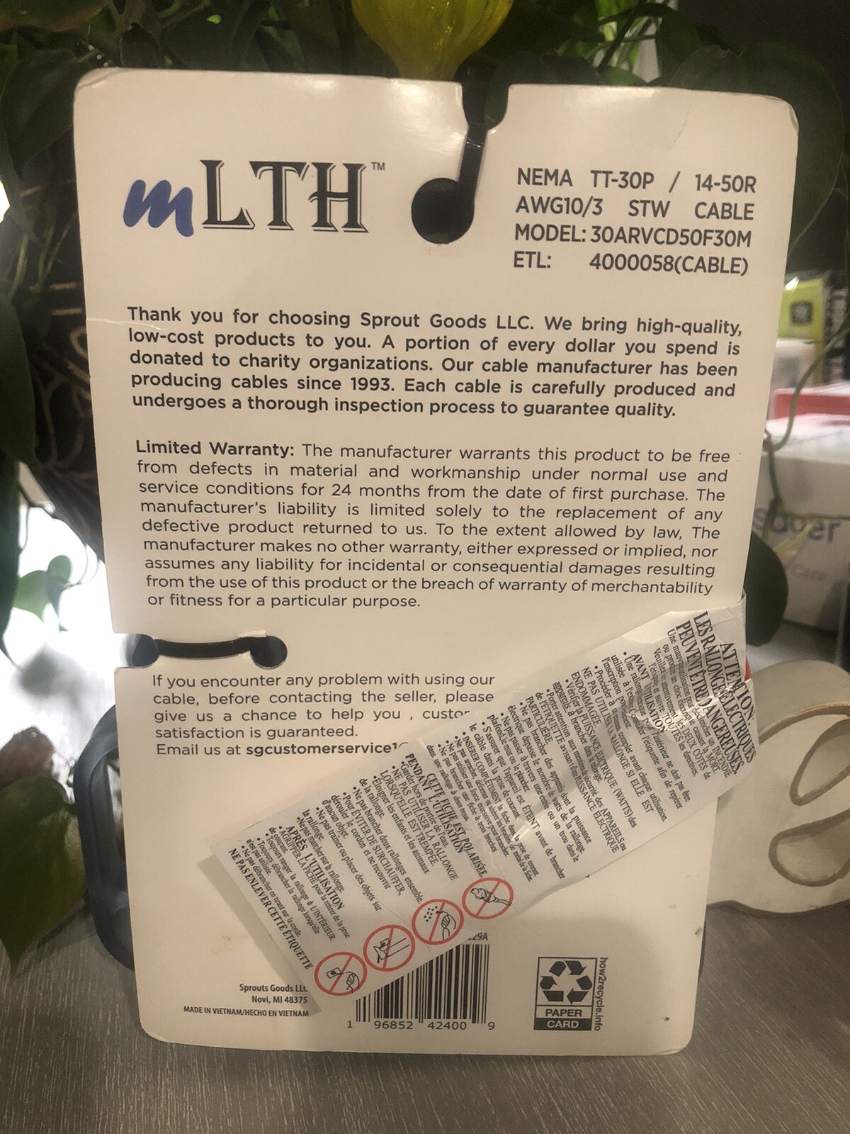 LTH NEMA TT-30p/14-50R Indoor/outdoor