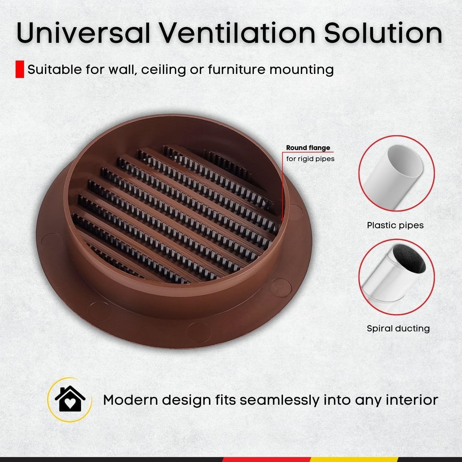 Stylish Brown 4-Inch Round Vent Grille – Perfect for Home Ventilation Needs