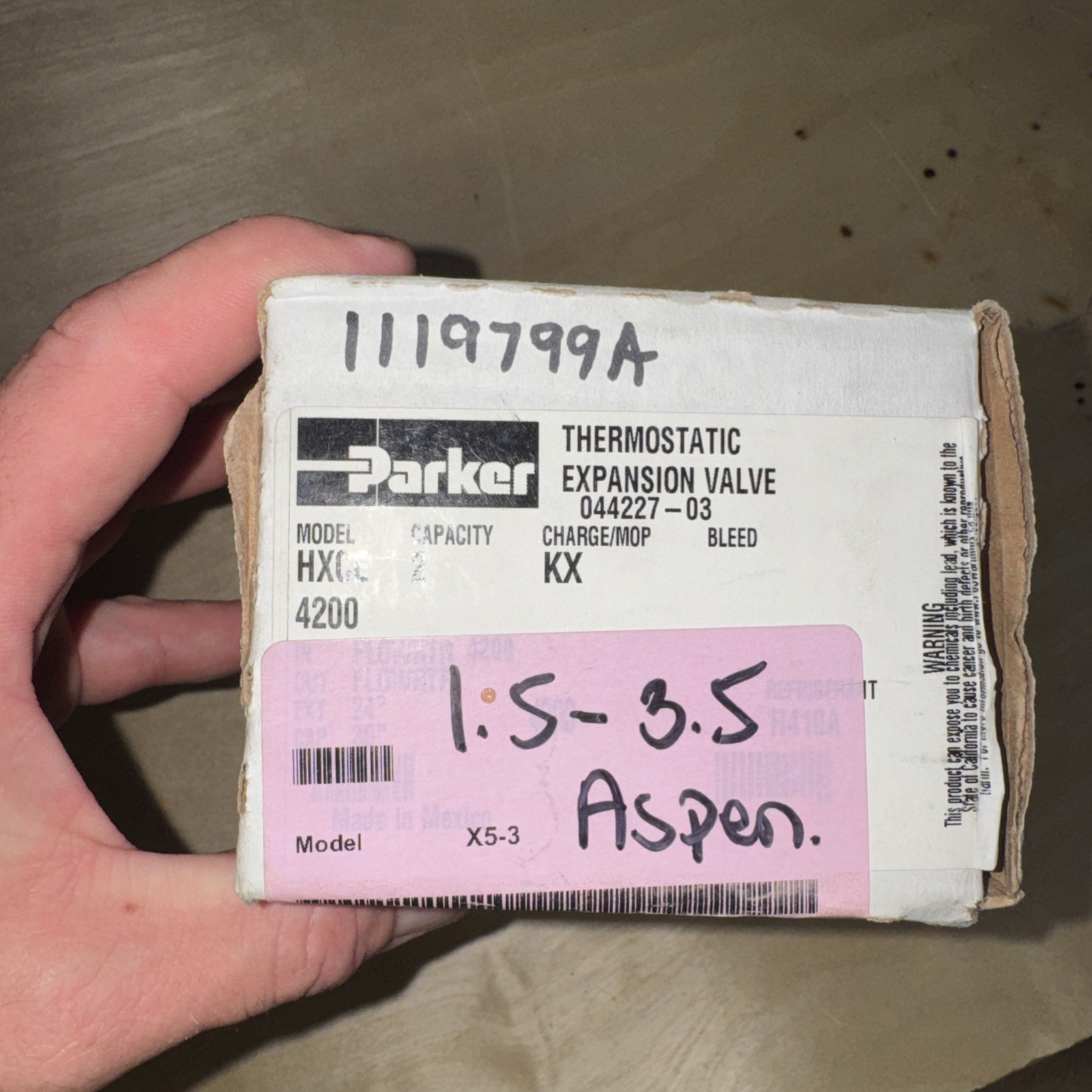 Parker 041227-03 X5-3 Thermal Expansion Valve HCE 3 KX200 4200 New