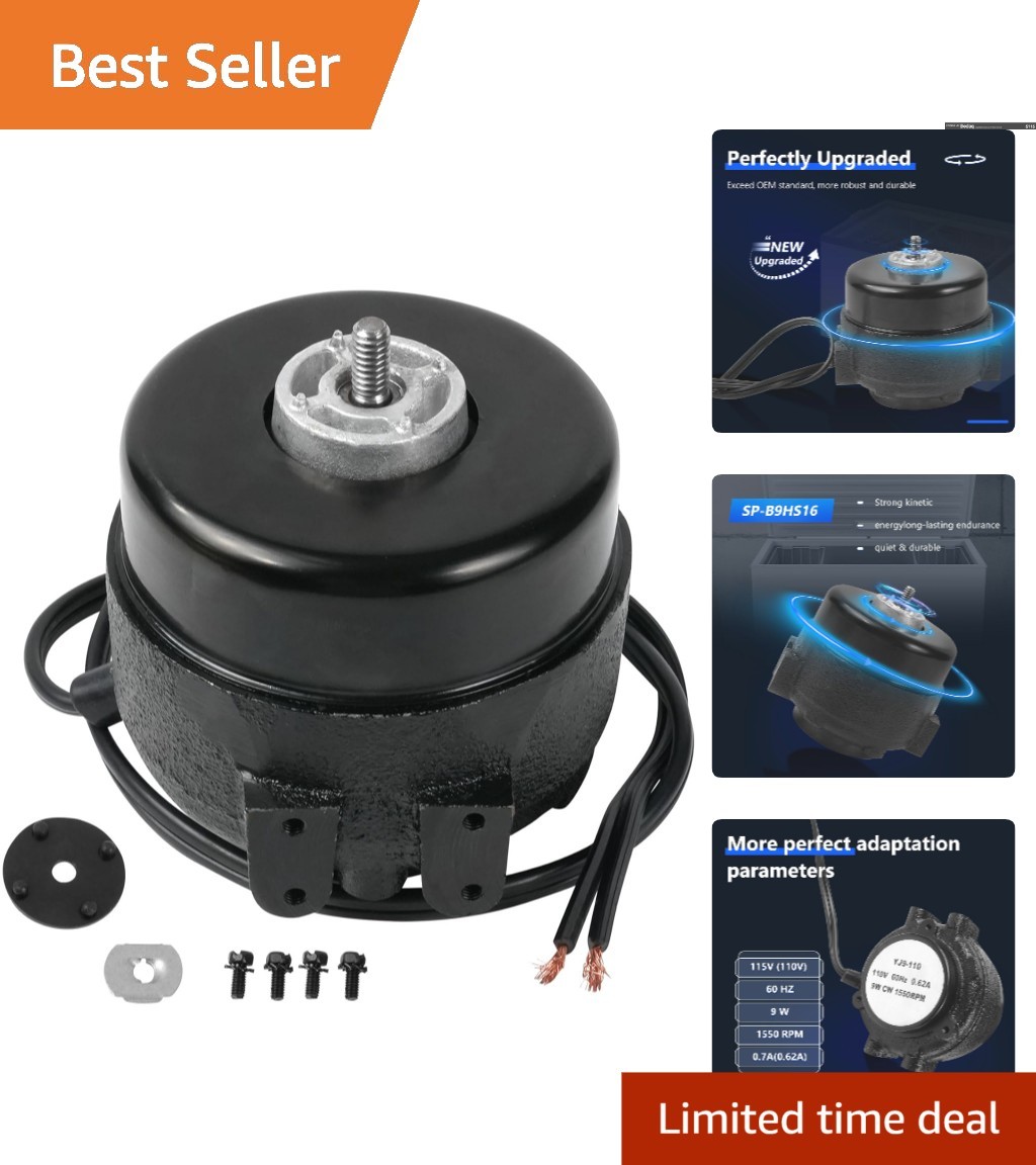 Versatile 9W 115V Condenser Fan Motor – Lightweight Alloy Steel, 1550 RPM Power