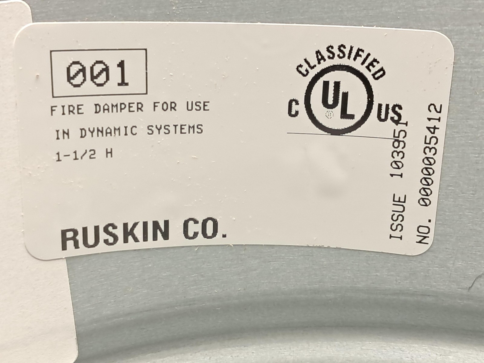Ruskin – FDR25 – 6″ Round Galvanized Steel Fire Damper – NEW