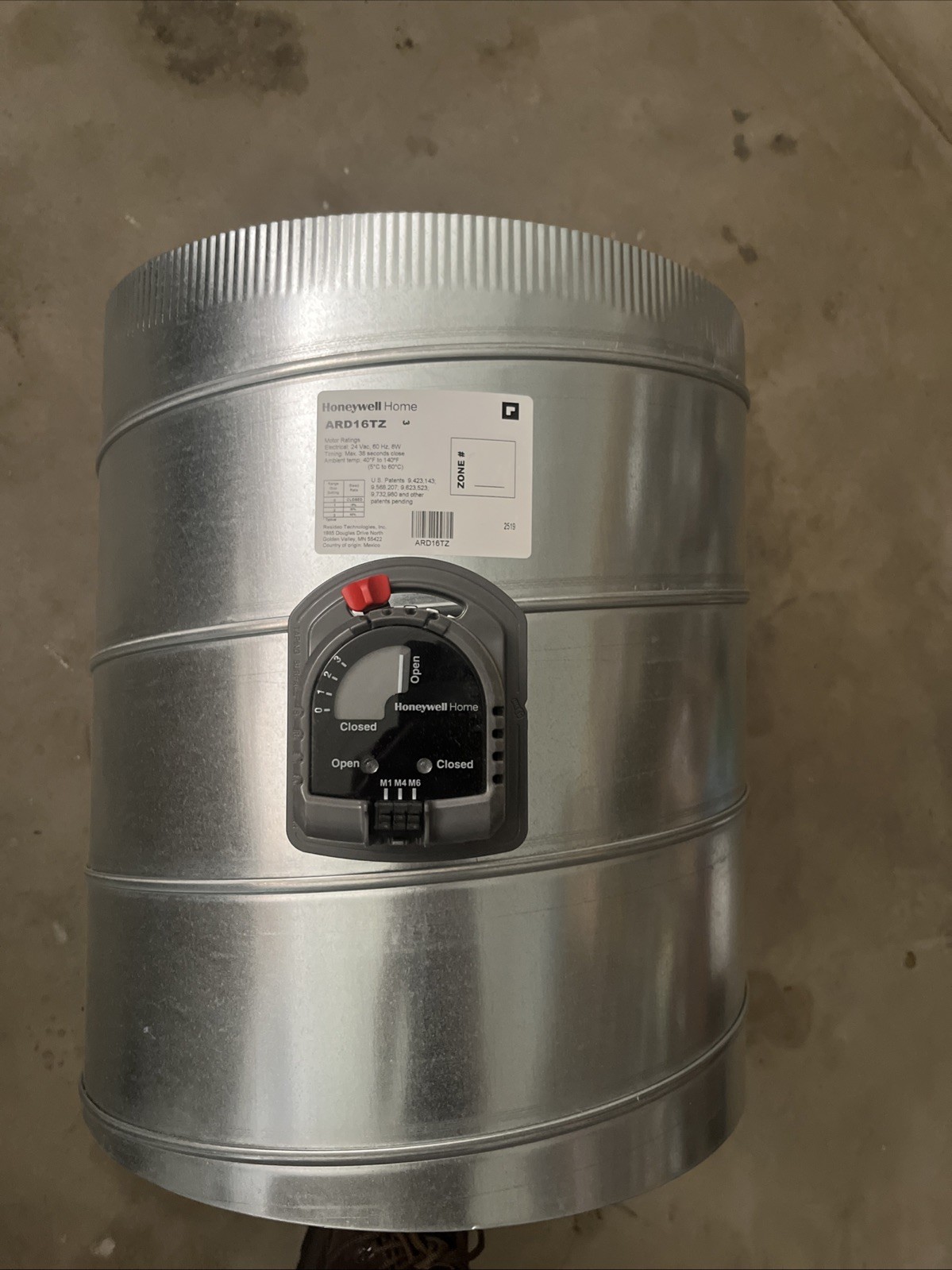 Honeywell ARD16TZ Zone Control Dampers 16 Inch Round 18inch Length