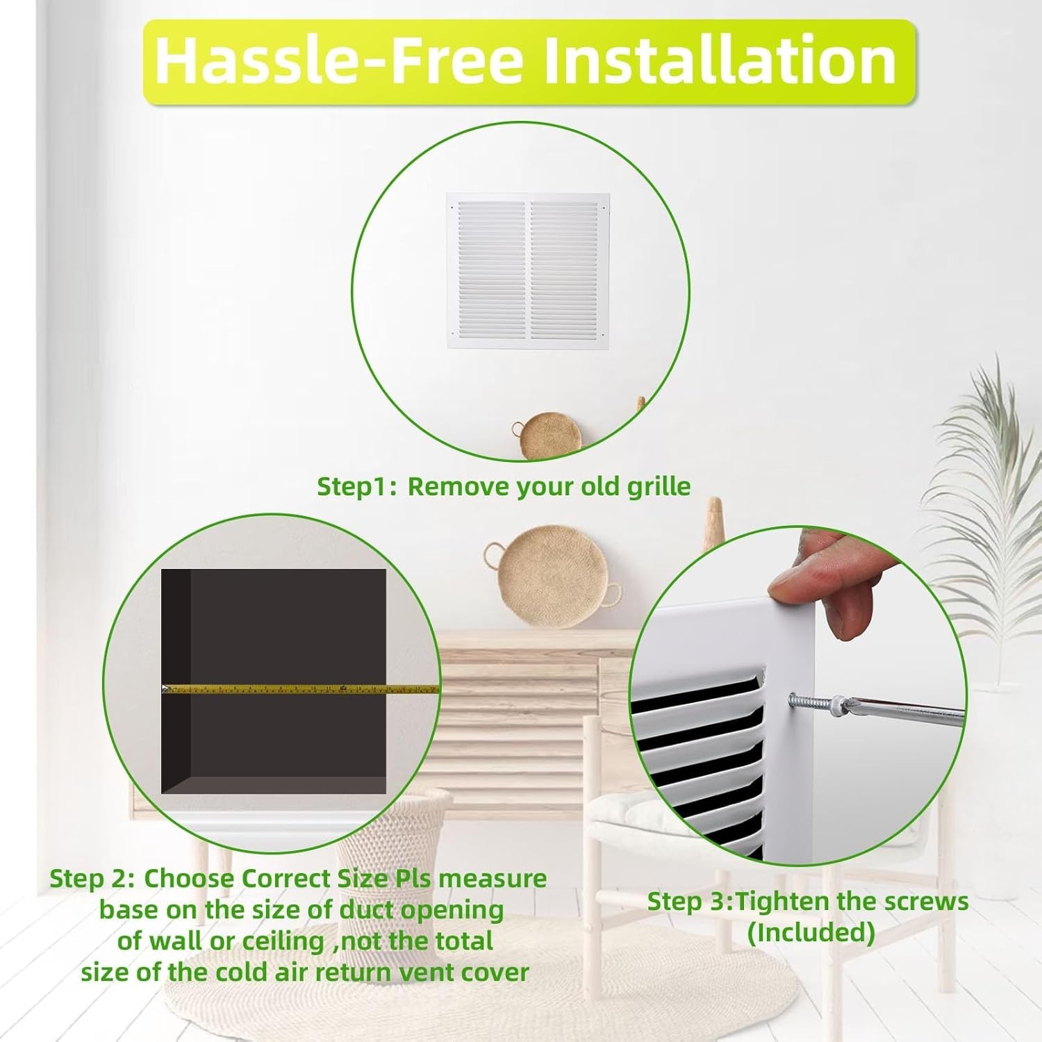 Return Air Grille for 20″x20″ inch Duct Opening,Air Return Vent Cover for Wall