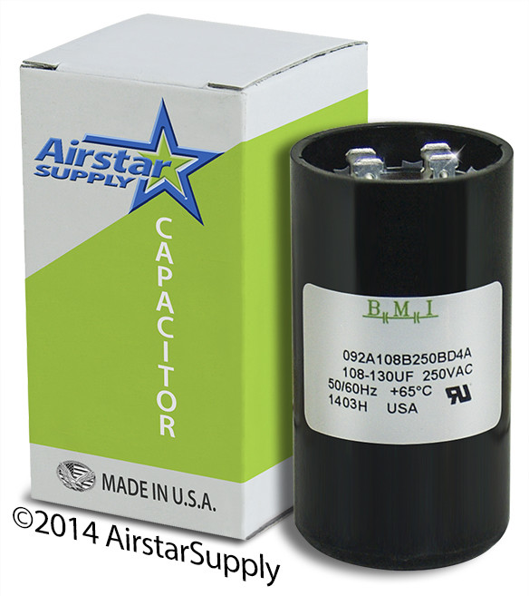 108-130 uF x 220 250 VAC BMI # 092A108B250BD4A Motor Start Capacitor USA