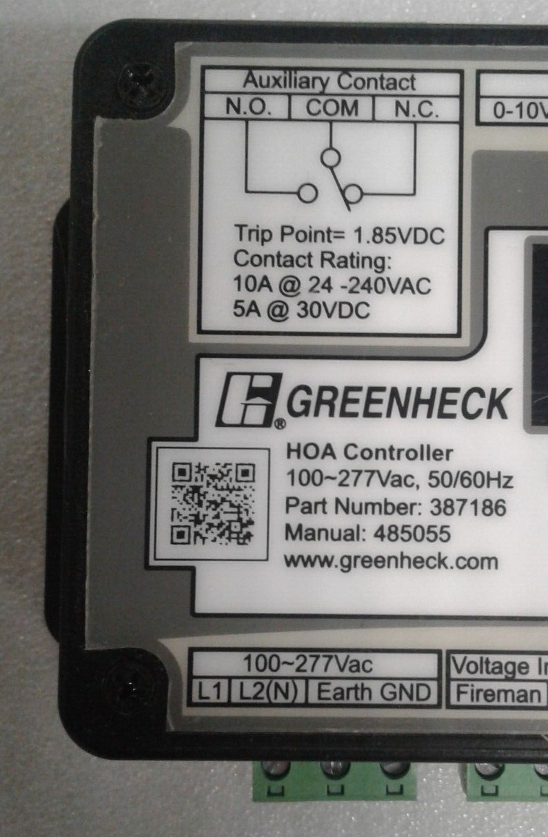 Greenheck 387186 Vari-Green HOA Control 100-277VAC 50/60 Hz