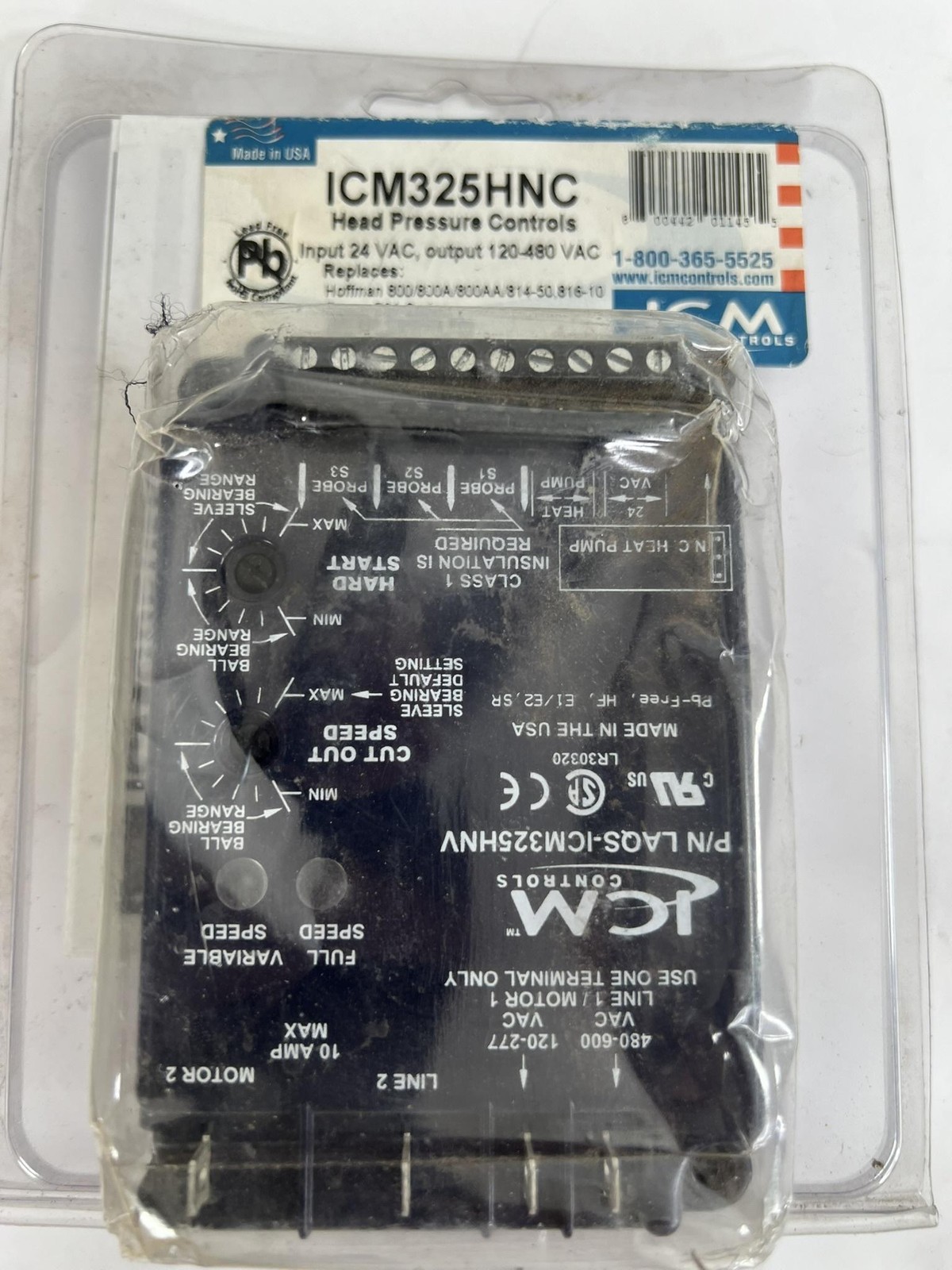 ICM Controls ICM325HNC Head Pressure Control 24VAC 120-480VAC Refrigeration USA