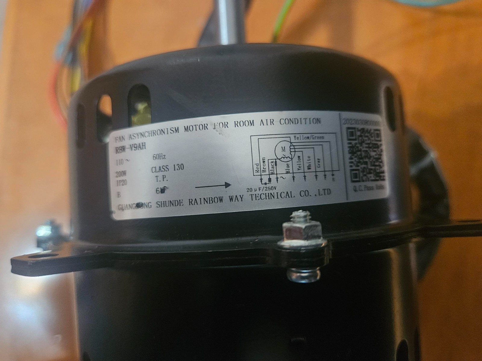 Single Phase Asynchronous A/C Fan Motor 110V 60Hz 200W