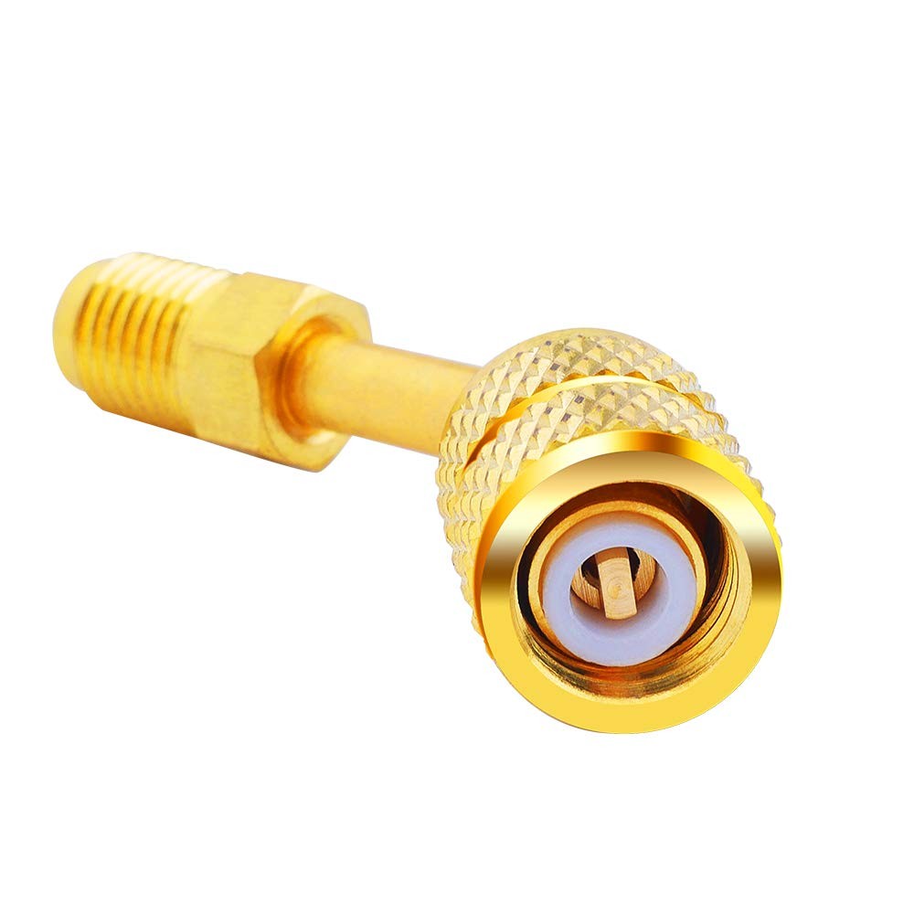 Zoizocp R410A Adapter 5/16″ SAE Female to 1/4″ 2 Straight + 2 Angled, Brass