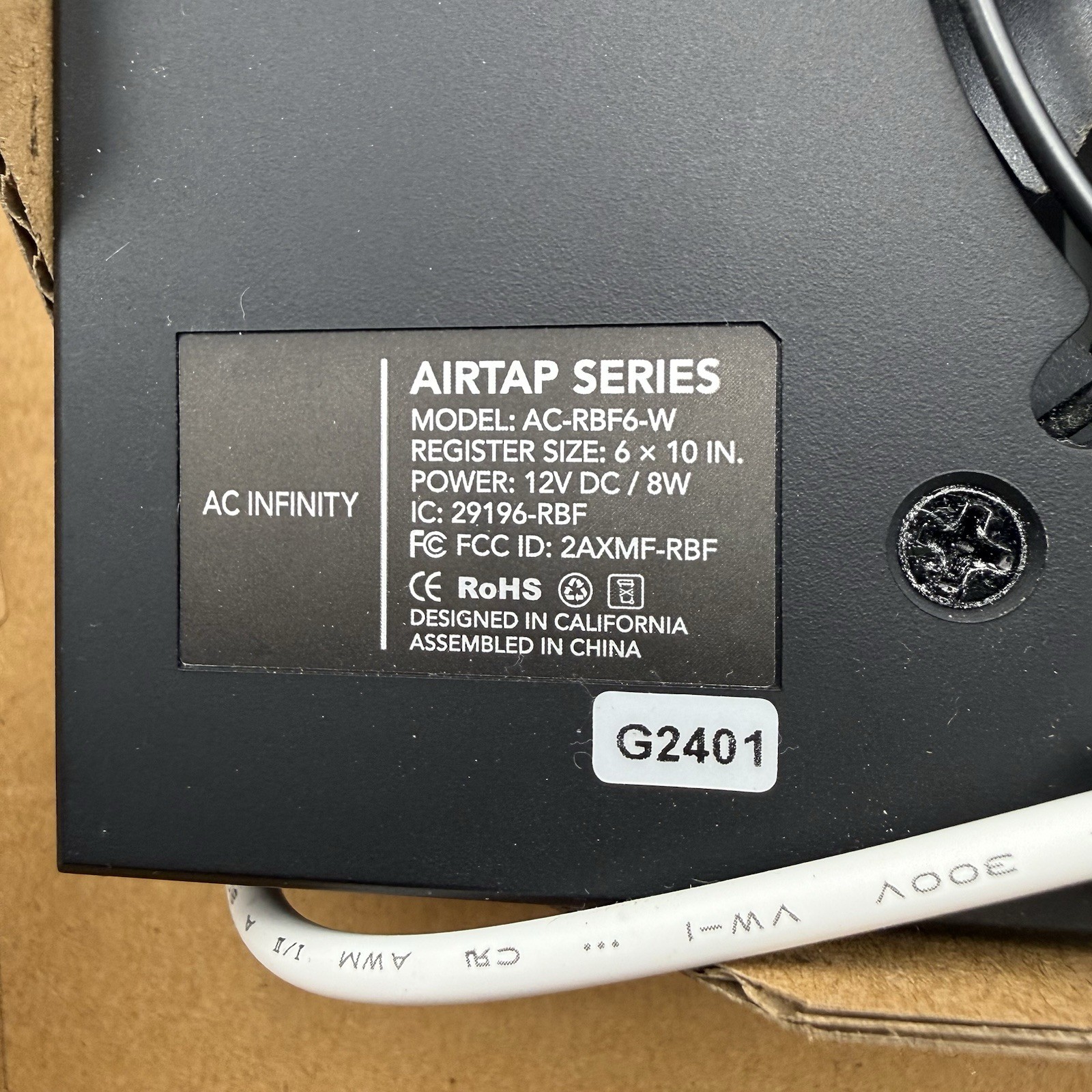 AIRTAP INFINITY Register Booster Fan White 6”x10” Improves Heating/Cooling
