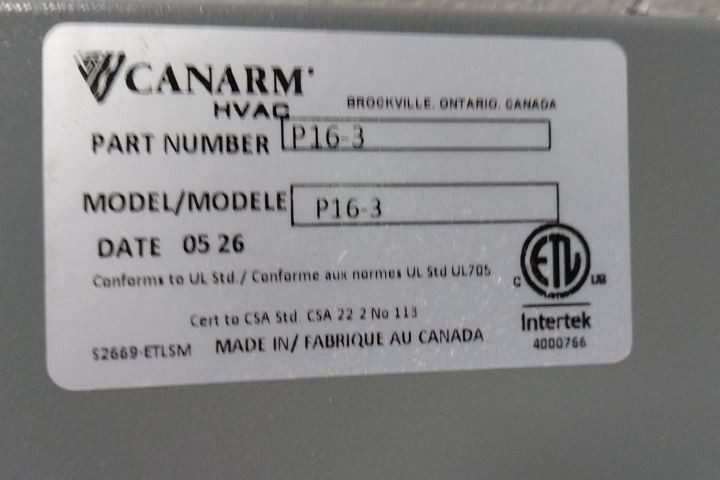 Canarm P16-3 16 In Blade Diameter 115VAC Panel Fan
