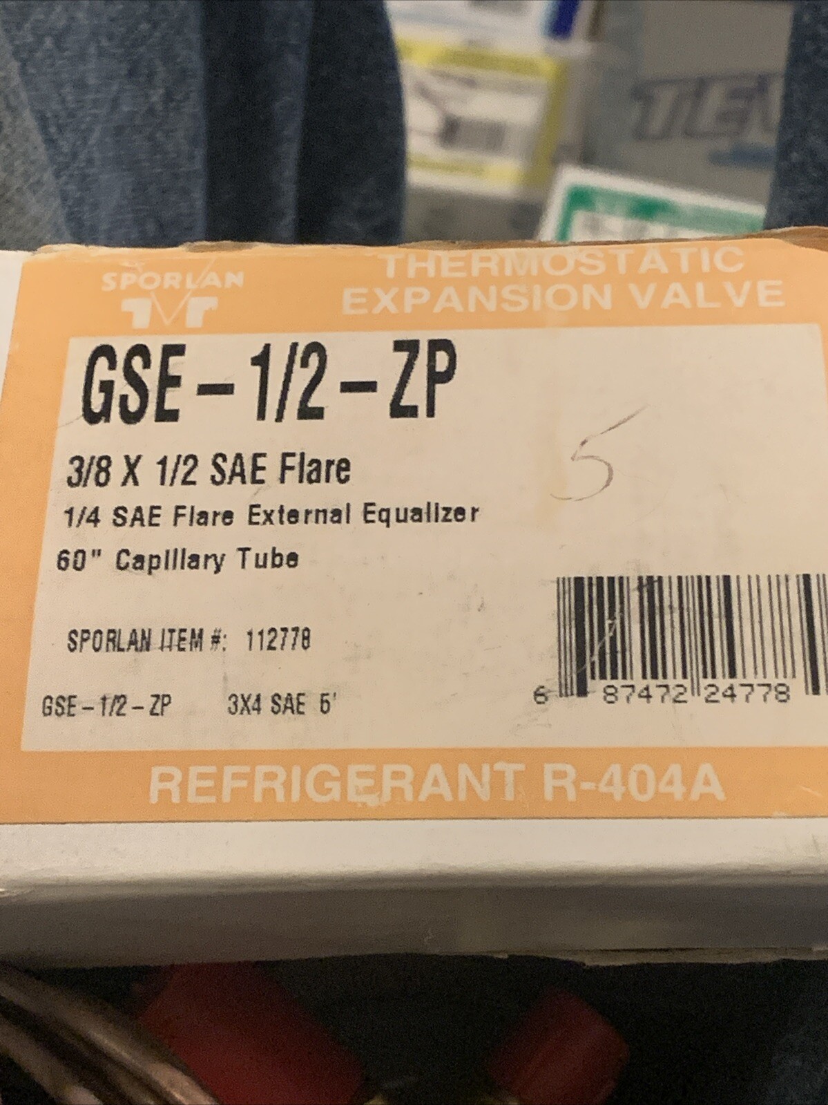 Sporlan GSE 1/2-ZP Expansion Valve 3/8 1/2 Flare 1/2 Ton Low Temp 404 502 112778