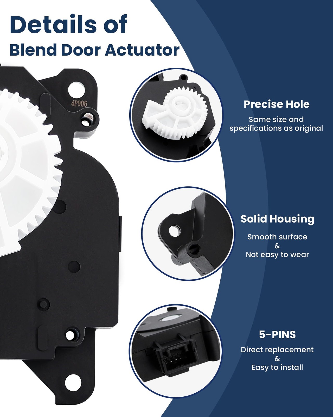HVAC Air Blend Door Actuator 87106-07120 Compatible with Toyota 2007-2017 Camry