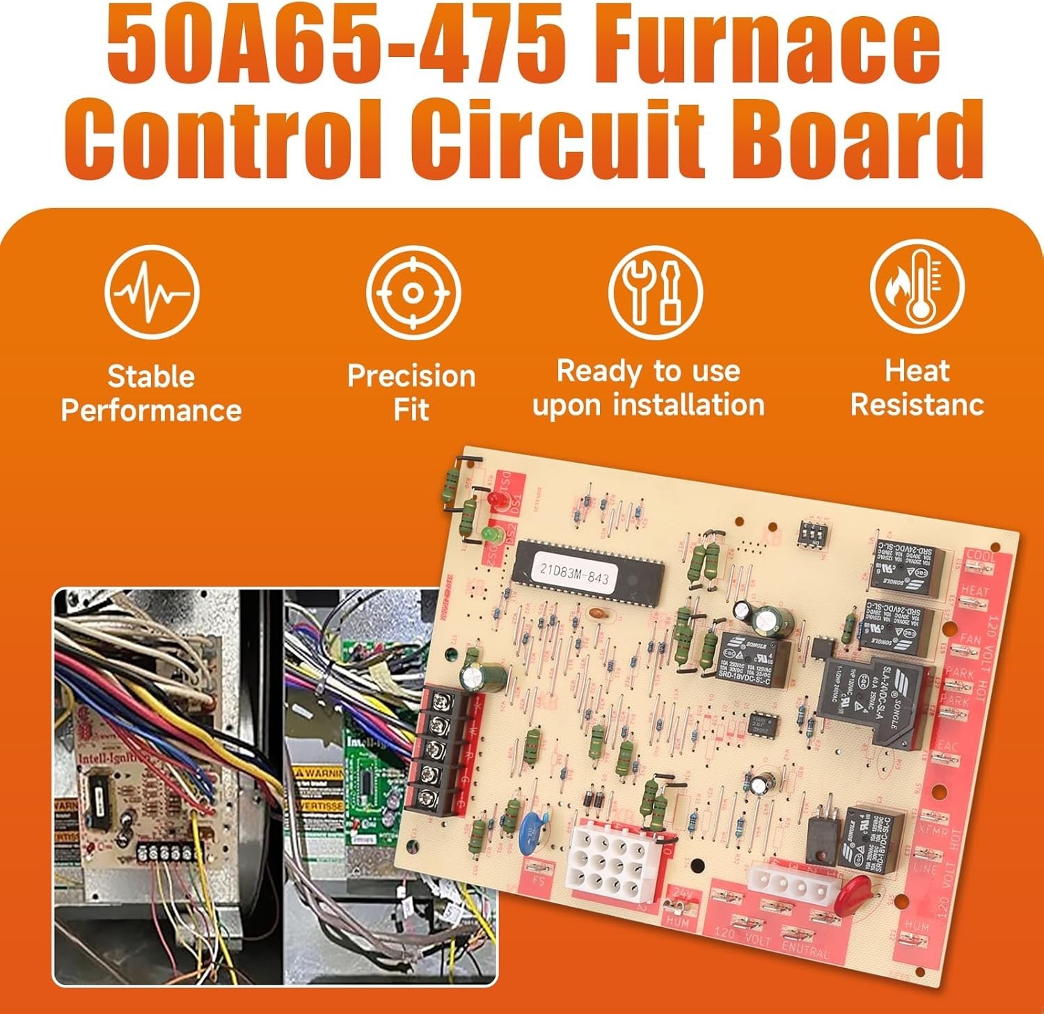 21D83M-843 Furnace Control Circuit Board For Lennox G40UH 83M00 & White-Rodgers