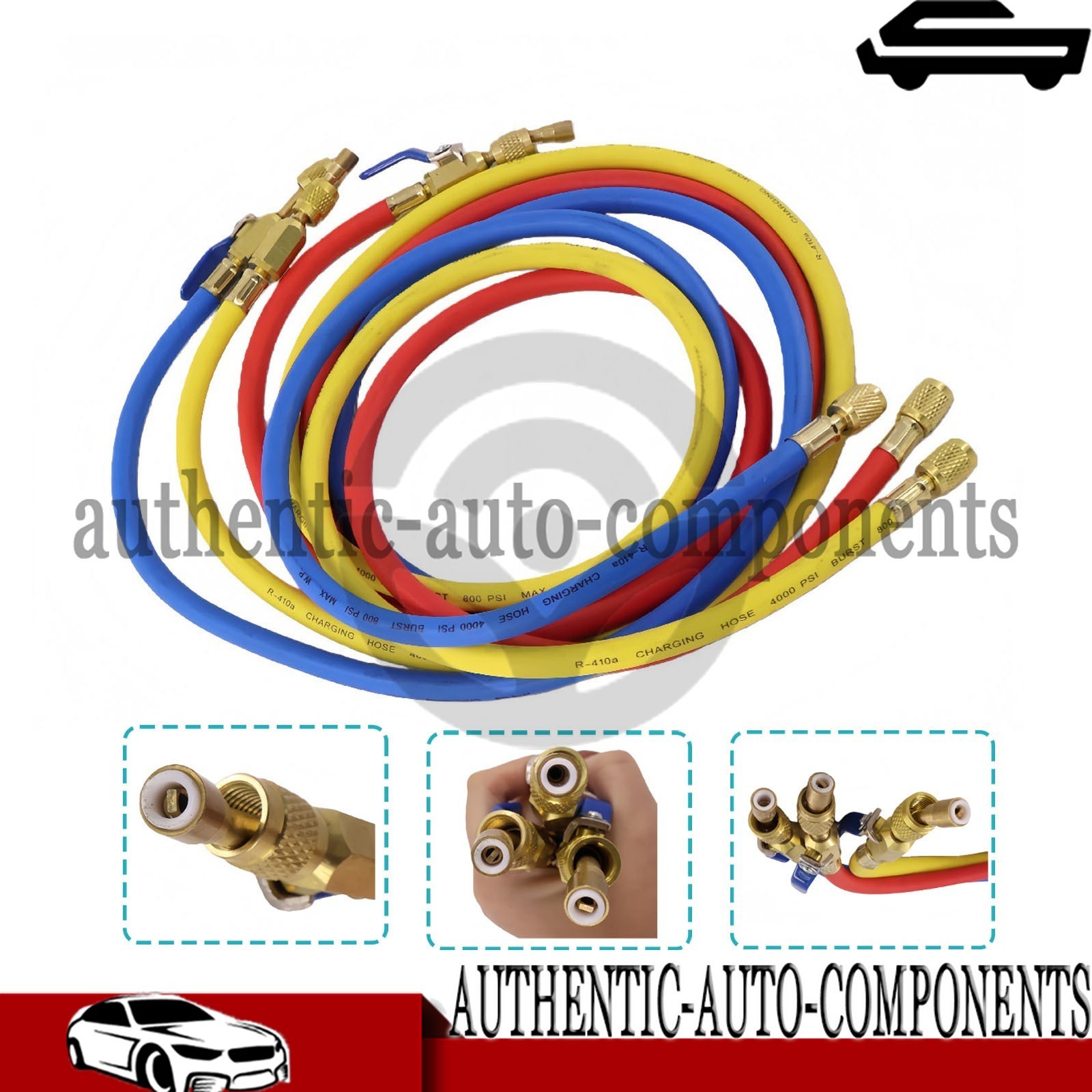 For Yellow Jacket Plus II 1/4″ Charging Hose Set 72″ Compact Ball (Pack of 3)
