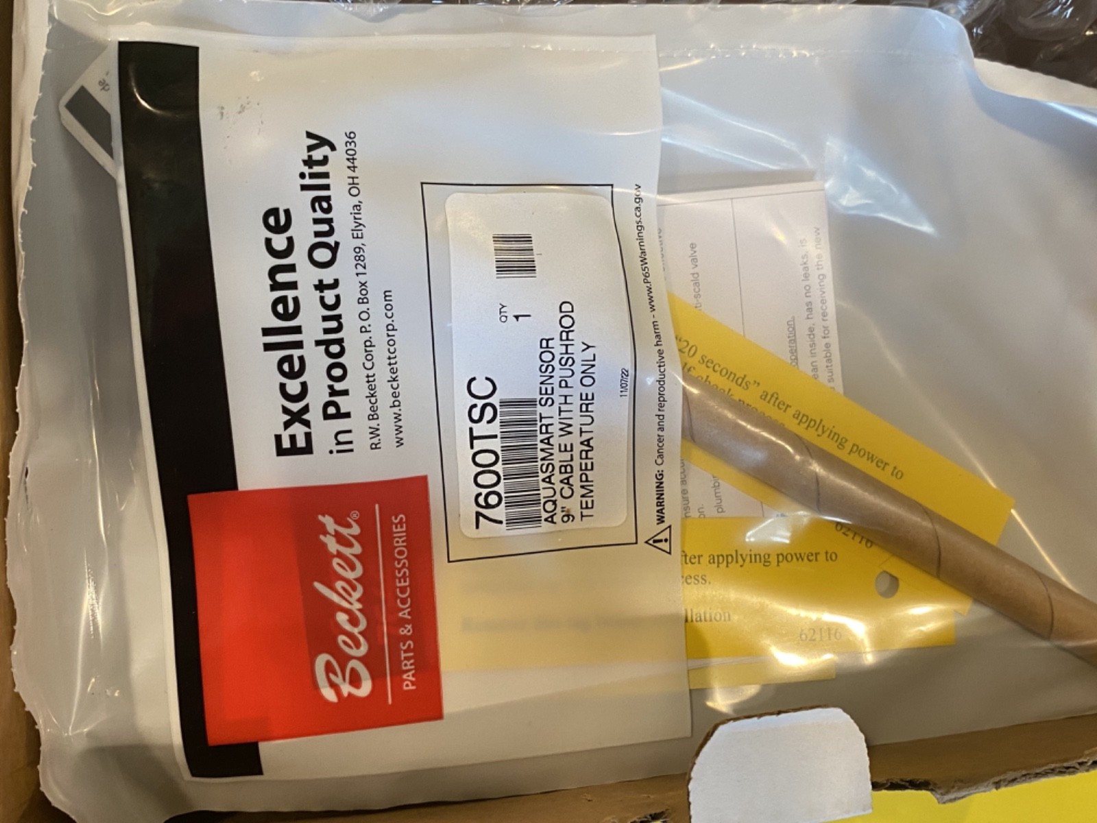 NOS BECKETT 7610A0001U 120V AquaSmart Boiler Control Model 7610A Sensor Included