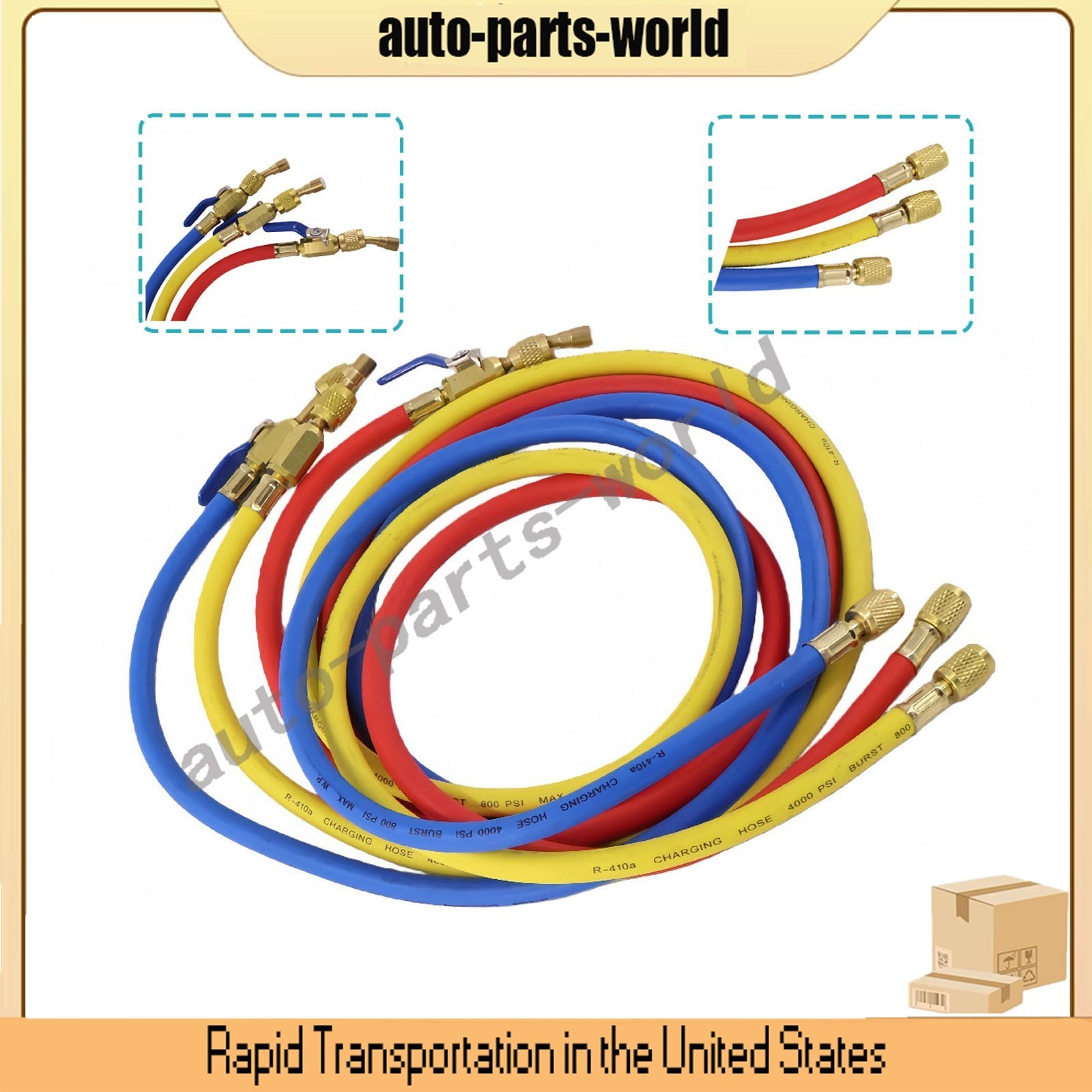 29986 For Plus II 1/4″ Charging Hose Set 72″ Compact Ball US STOCK