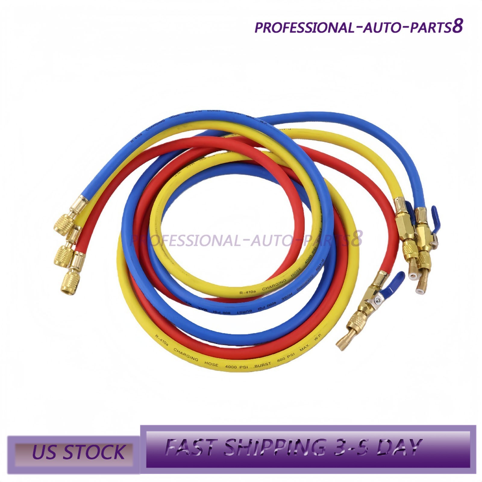 For R-410A Refrige 3Pack 29986 Plus II 1/4″ Hose with Compact Ball Valve 72″ USA