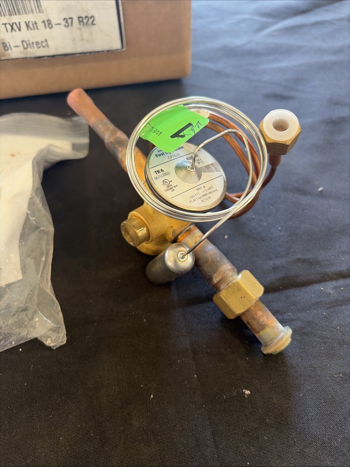 First Co. TXV Valve 9EVR22-2 0672300 Brass Copper Steel for R22 Refrigerant