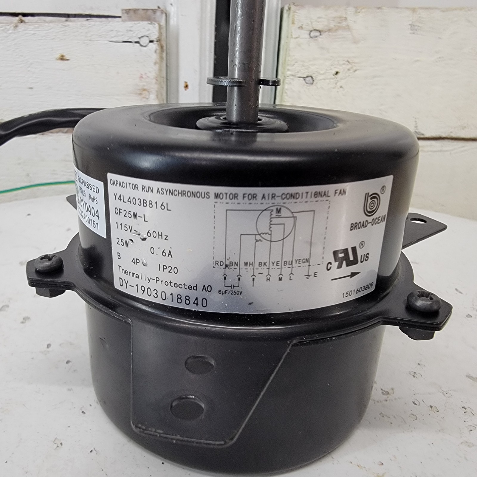 Broad-Ocean CF25W-L A/C Blower Motor Fan Wheel Assembly 115V 25W Y4L403B816L