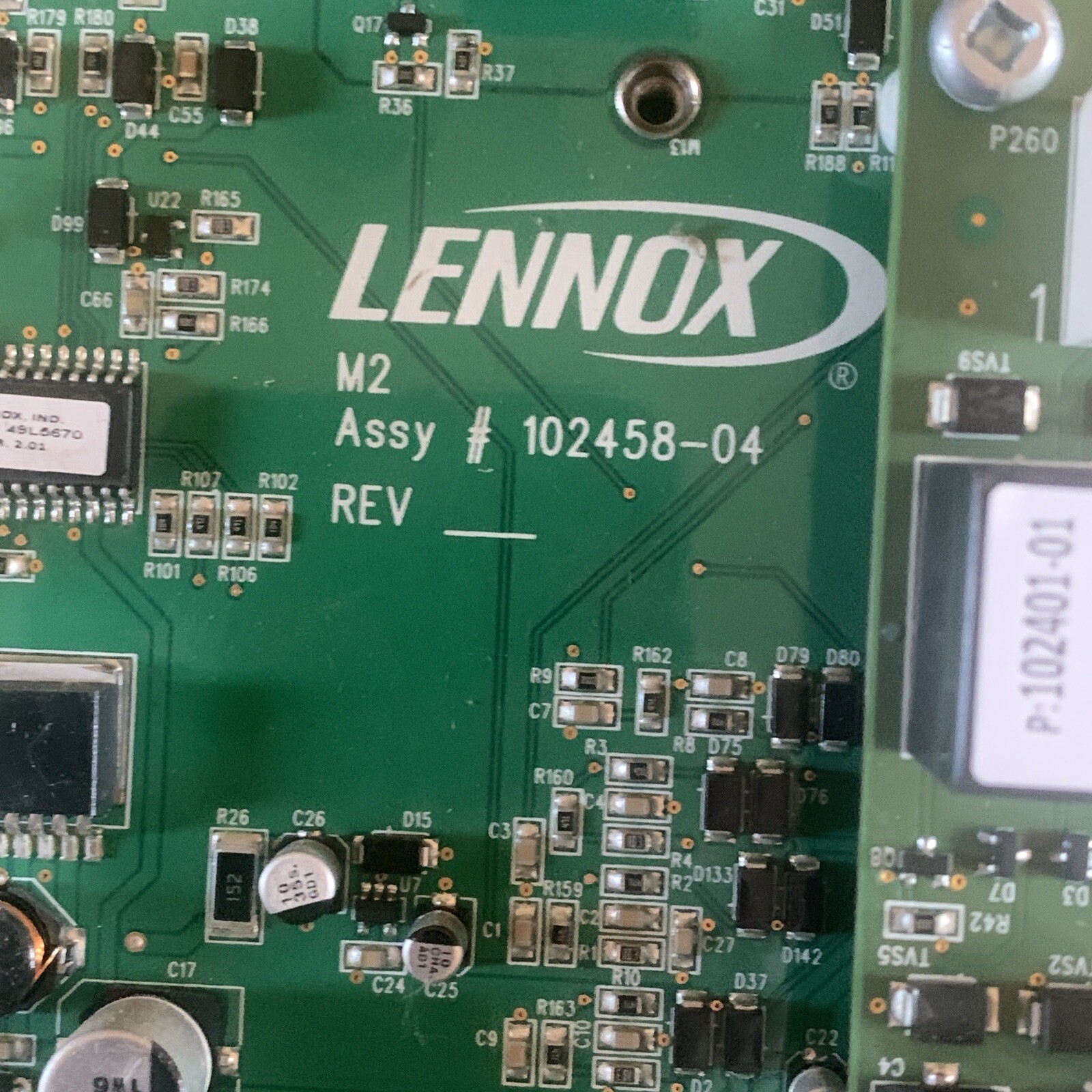 Lennox Prodigy M2 Unit Controller Board. 102458-04 W/102401-01 USED