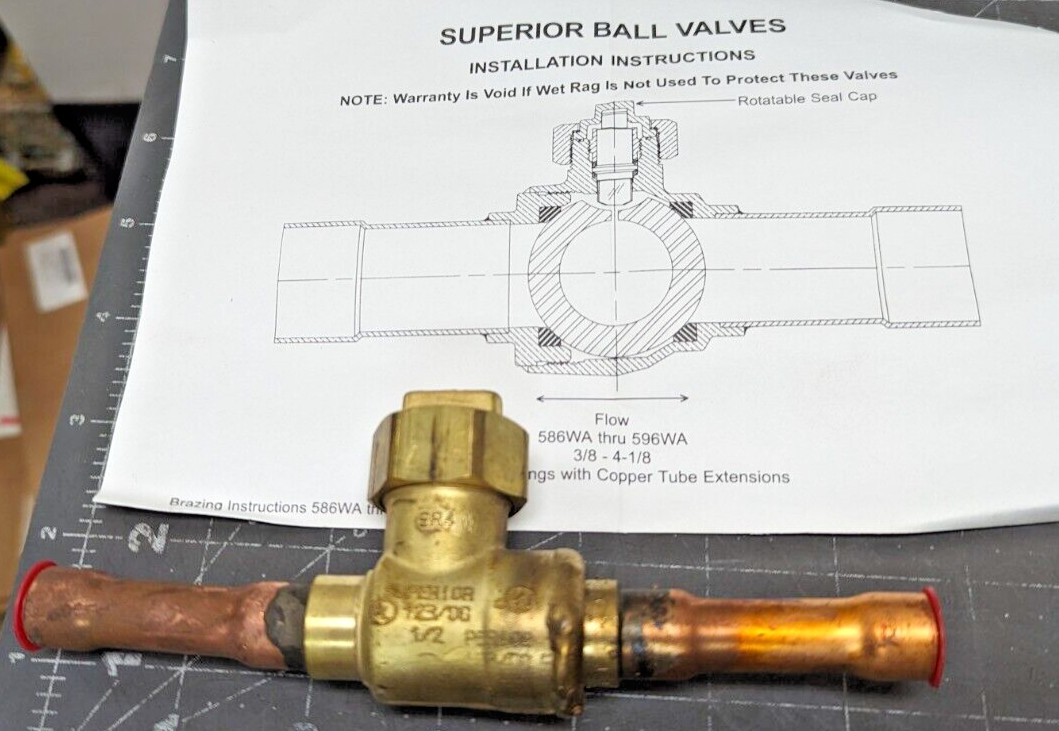 586WA-8ST (12BV) – Superior 1/2″ ODS Refrigeration Ball Valve 700 PSIG [A10]