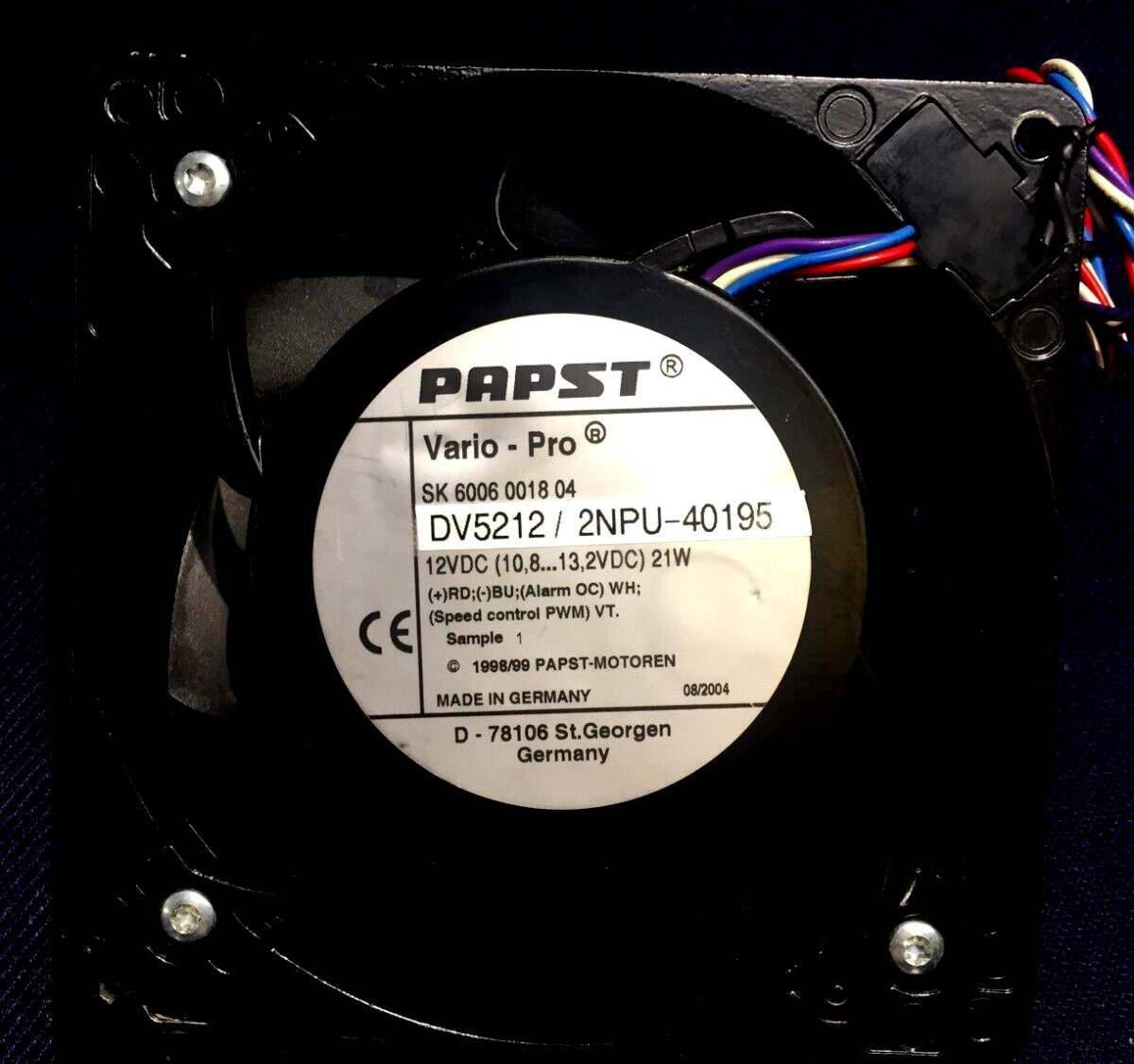 PAPST VARIO – PRO DV5212/2NPU-40195 HIGH SPEED 12VDC 21 WATT W/PWM SPEED CONTROL