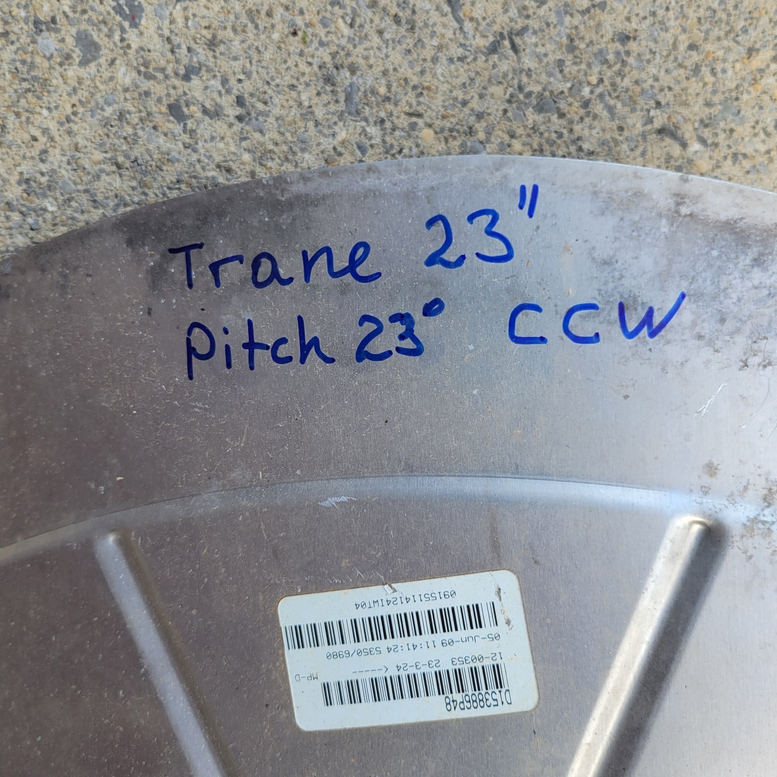 Trane Replacement Condenser Motor Fan Blade 3 Blade 23” CCW 23° Pitch Used