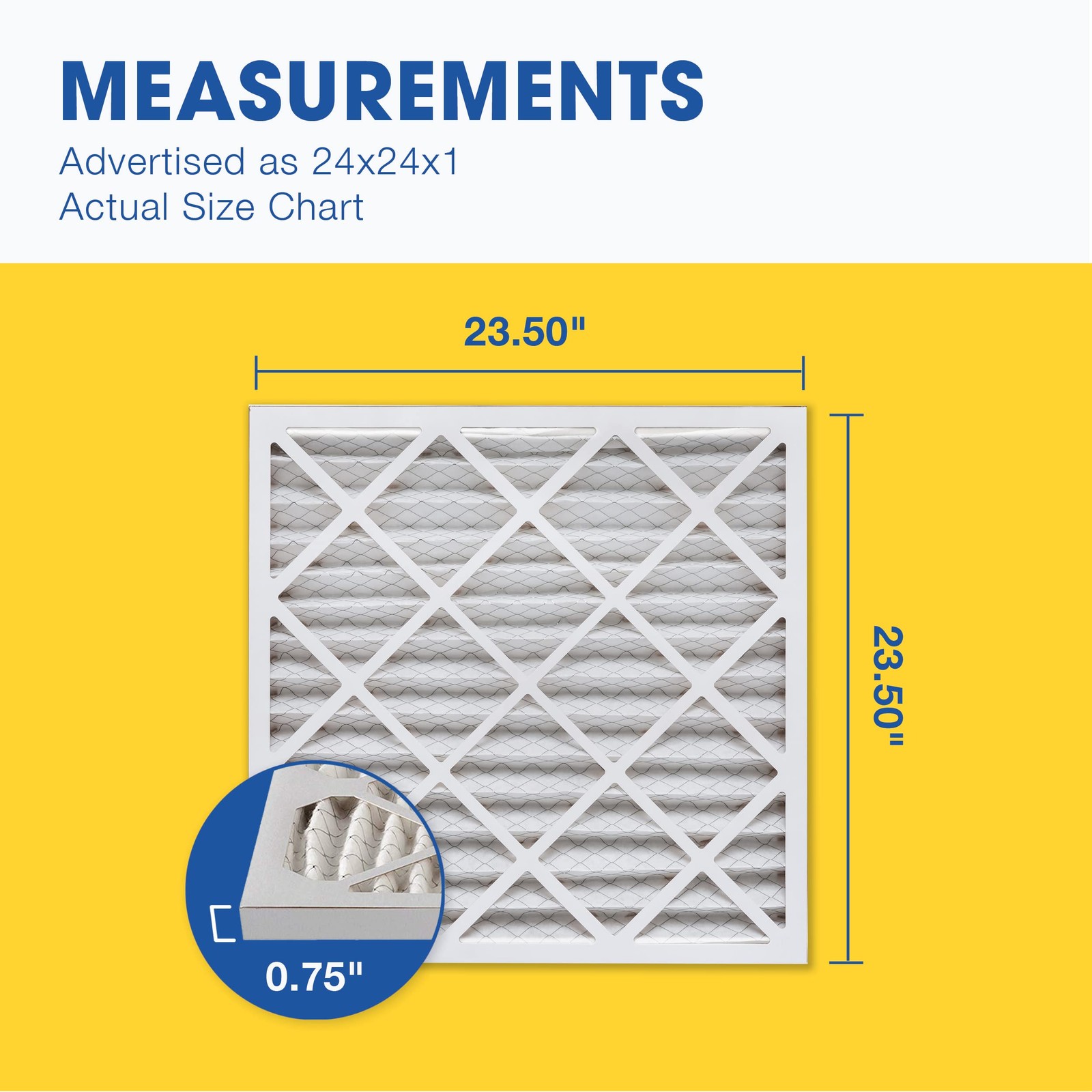Aerostar 24X24X1 Merv 11 Air Filter 6 Count Actual Size 23.50 X 23.50 X 0.75
