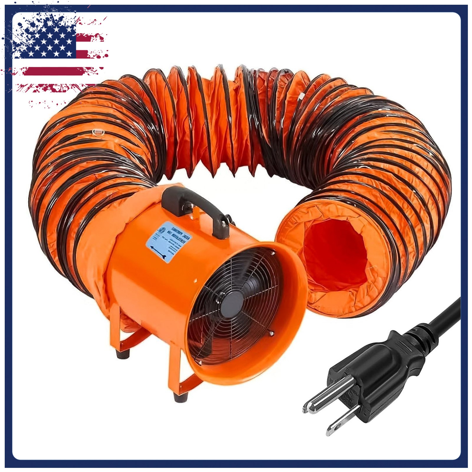 12 in Heavy Duty Utility Blower Exhaust Fan w/32.8 ft Duct 3500 r/min & 3500 CFM