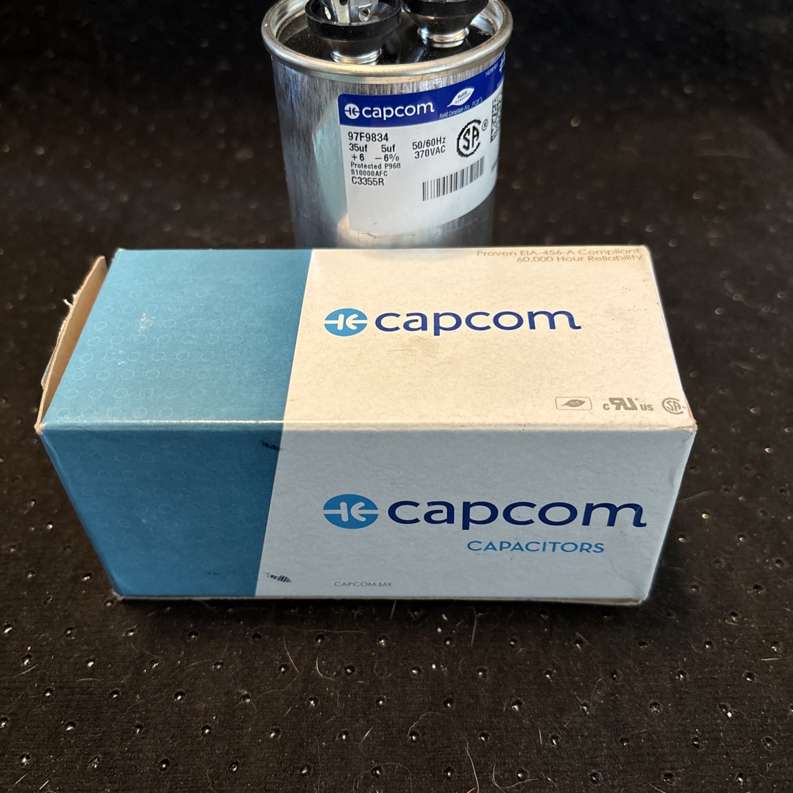 Genuine Genteq Capacitor Dual Round Run 35/5 uf MFD 370 Volt 97F9834 GE Z97F9834