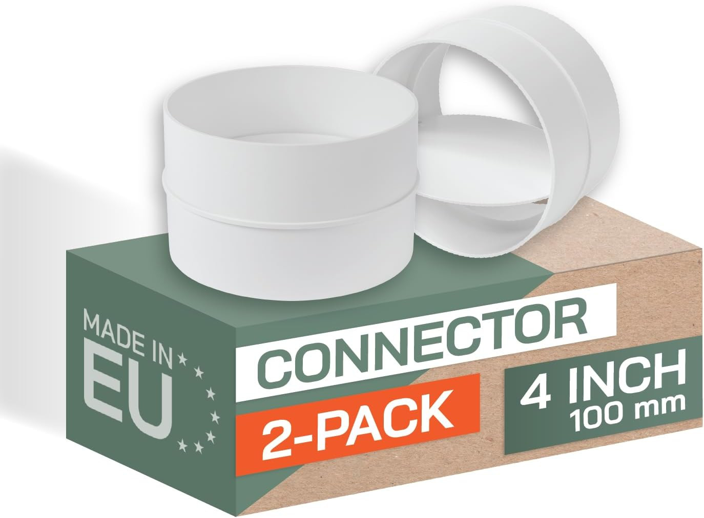 4″ Inch Backdraft Damper – Pack of 2 – White Plastic One-Way Airflow Ducting Ins