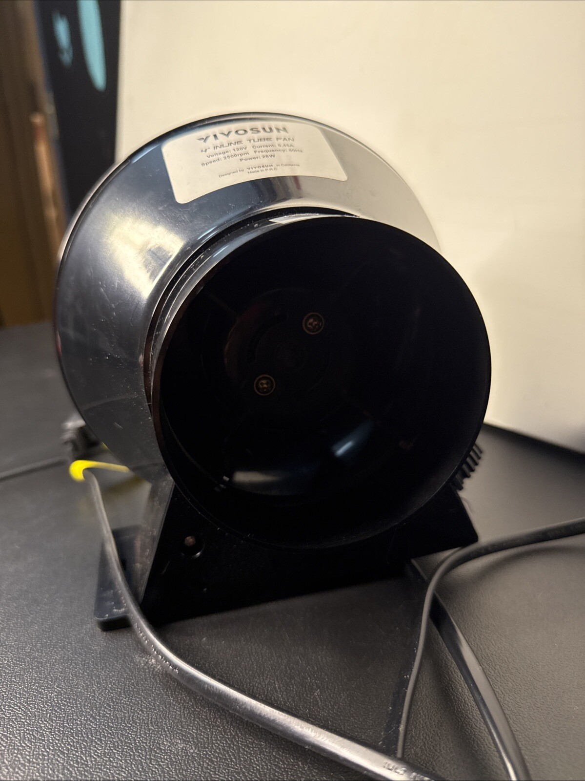 VIVOSUN 4″ Inline Tube Fan 120v Speed 2500rpm Current 0.45A 60Hz Tested 28w
