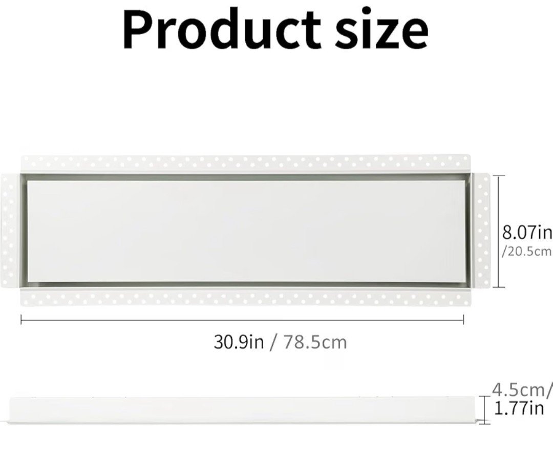 Zion Steel Return Air Grille 8″ x 30″ Flush Mount White Stainless Steel #18316