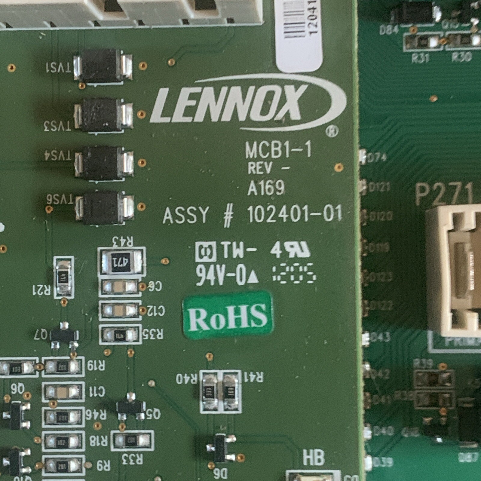 Lennox Prodigy M2 Unit Controller Board. 102458-04 W/102401-01 USED