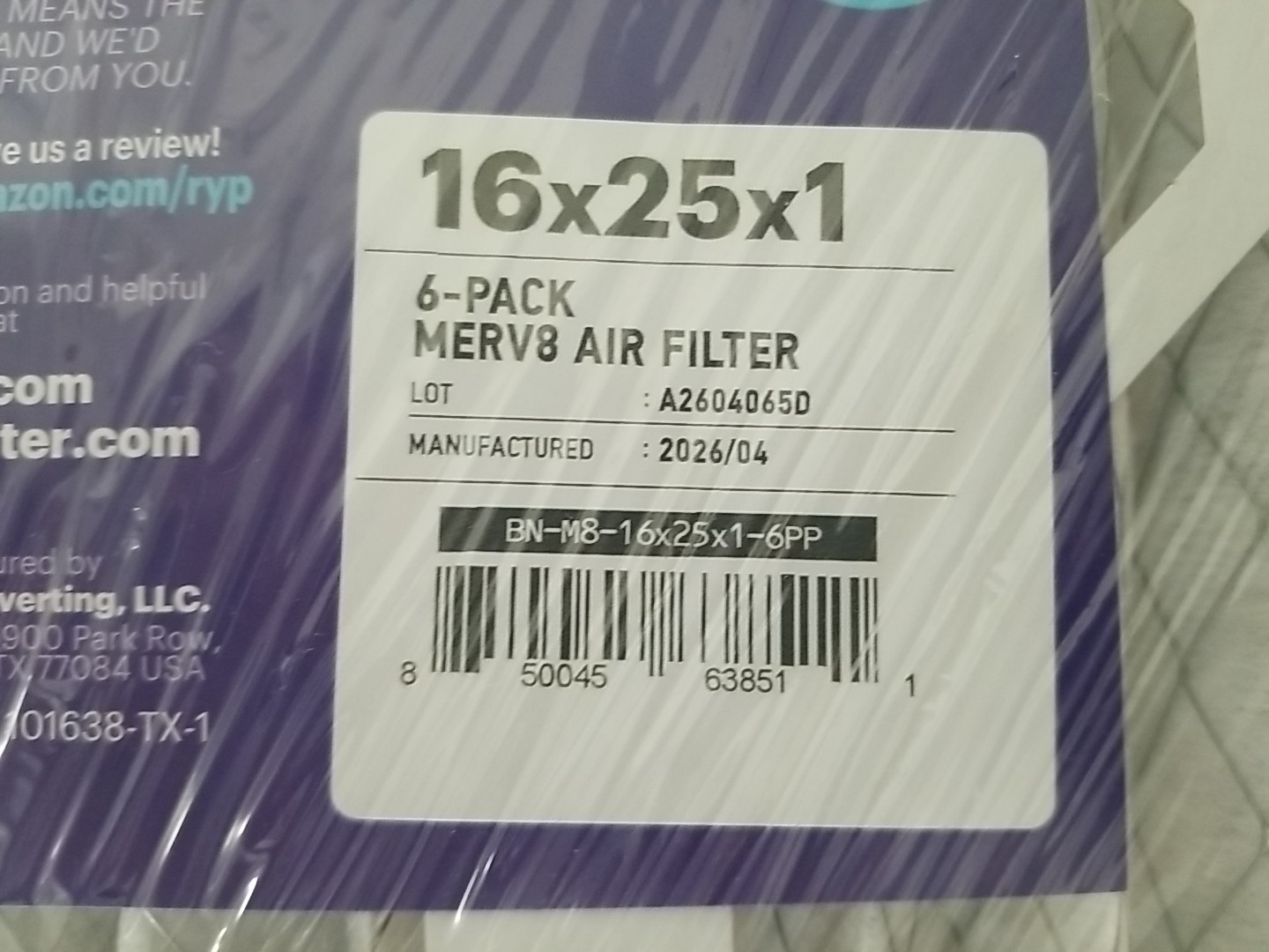 BNX TruFilter 16x25x1 Air Filter MERV 8 (6-Pack) – MADE IN USA – Dust & Pe