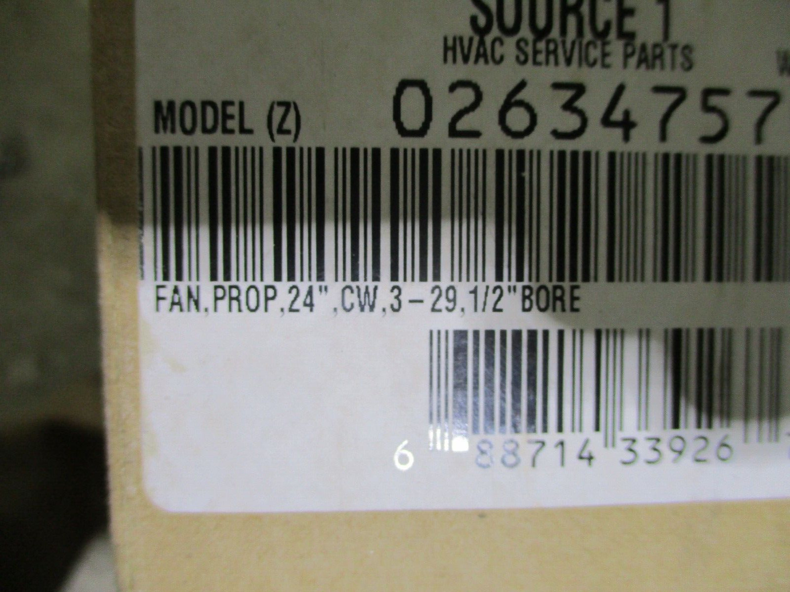 NEW SOURCE 1 S1-02634757000 FAN PROPELLER 24″ CLOCKWISE 1/2″ BORE 60-9904-01