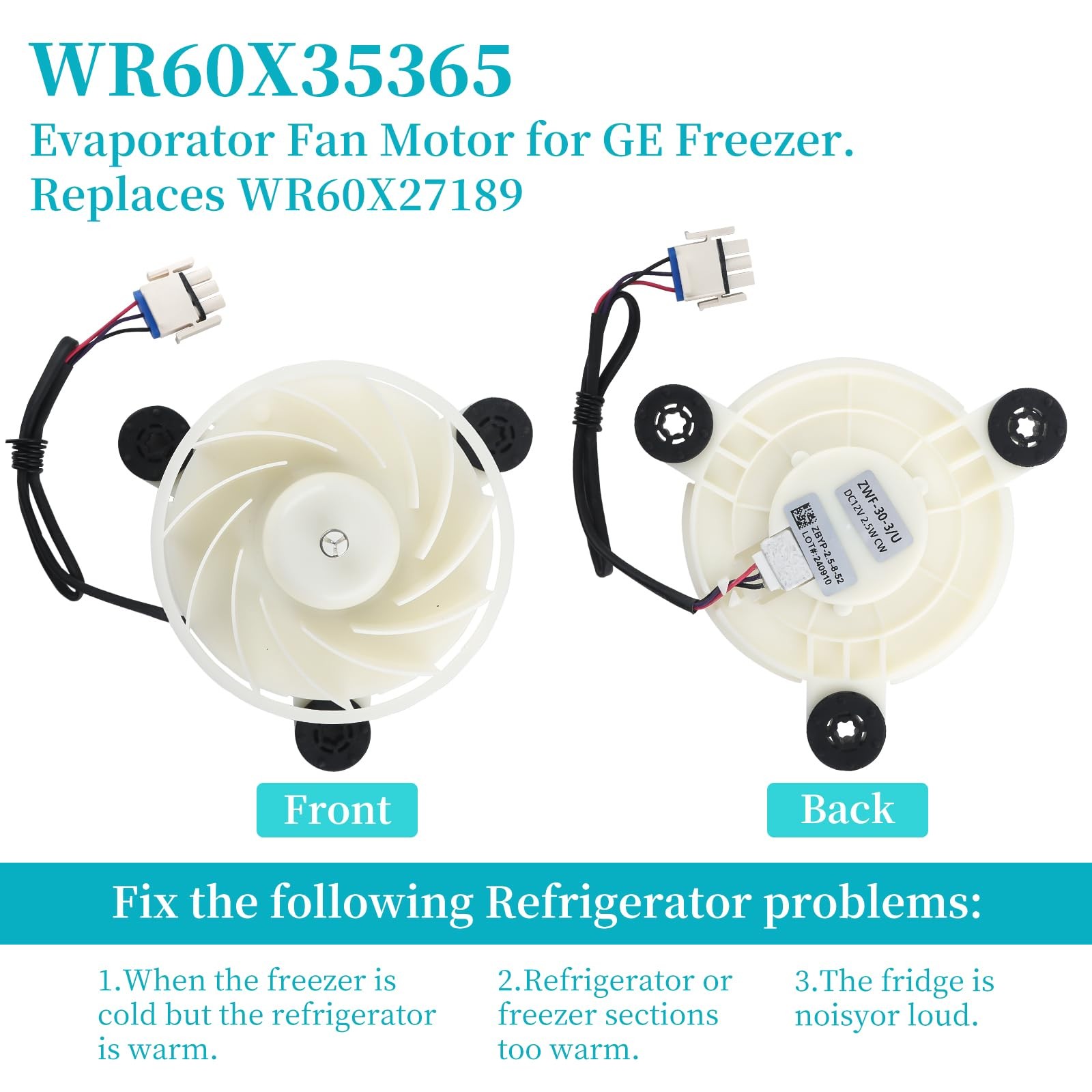 WR60X35365 Evaporator Fan Motor for GE Freezer,Replaces WR60X27189